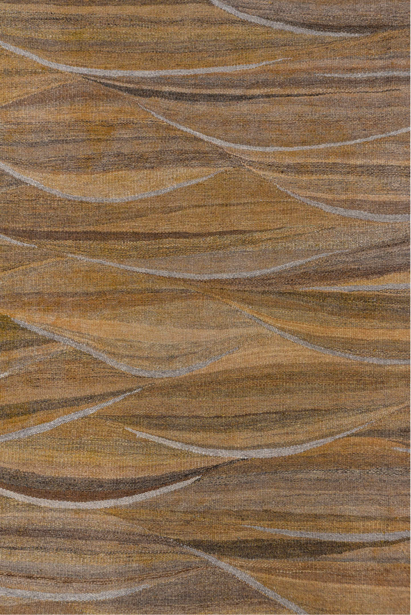 8' x 9' one-of-a-kind handmade vintage Kilim rug. Color palette: taupe, camel, beige, ivory, brown, gray