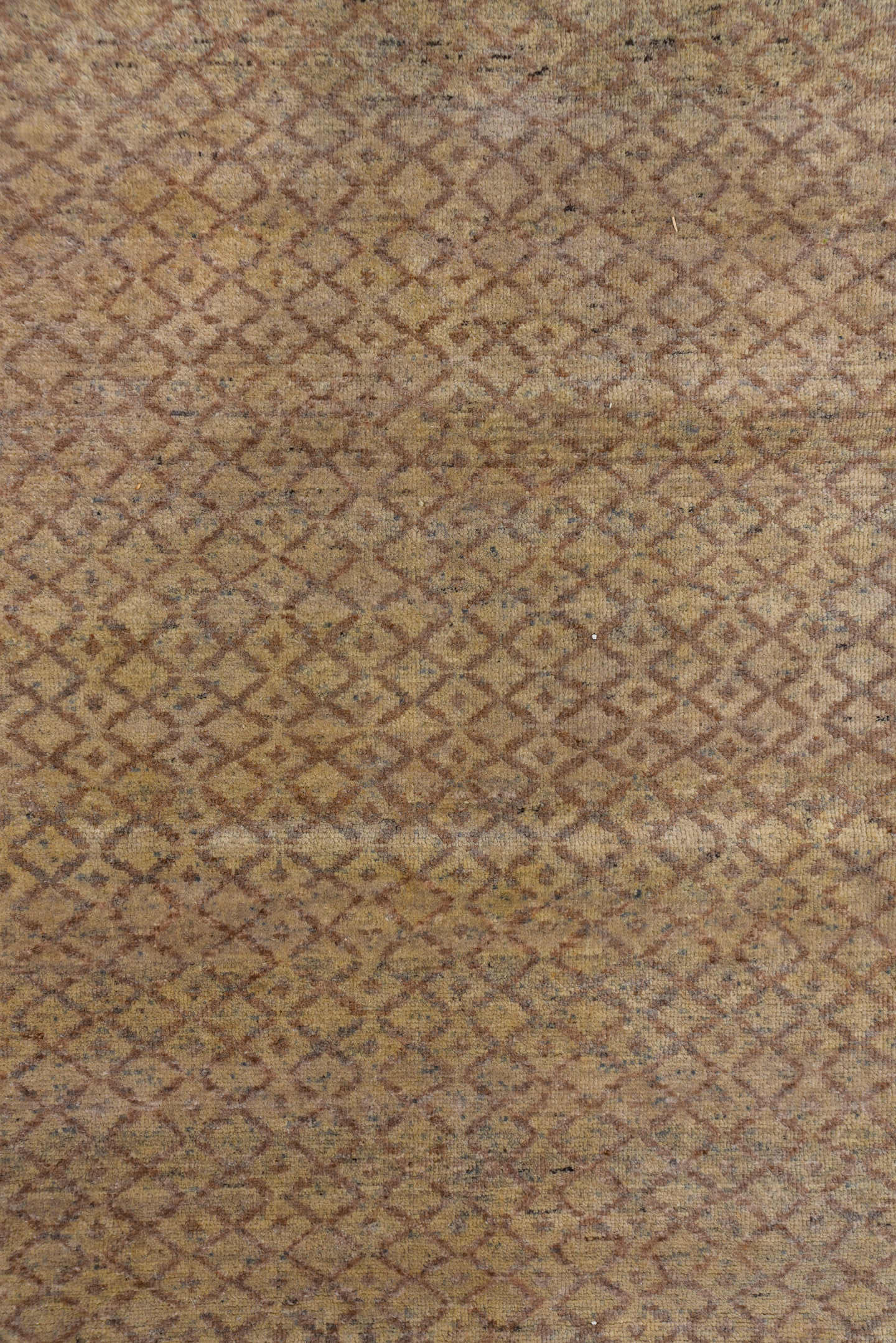 10' x 15' one-of-a-kind handmade vintage Mosaic rug. Color palette: beige, taupe, camel, brown, ivory, gray