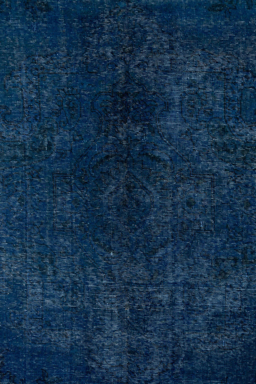 9' x 12' one-of-a-kind handmade antique Overdyed large size rug. Color palette: navy, indigo, slate, charcoal, blue, purple
