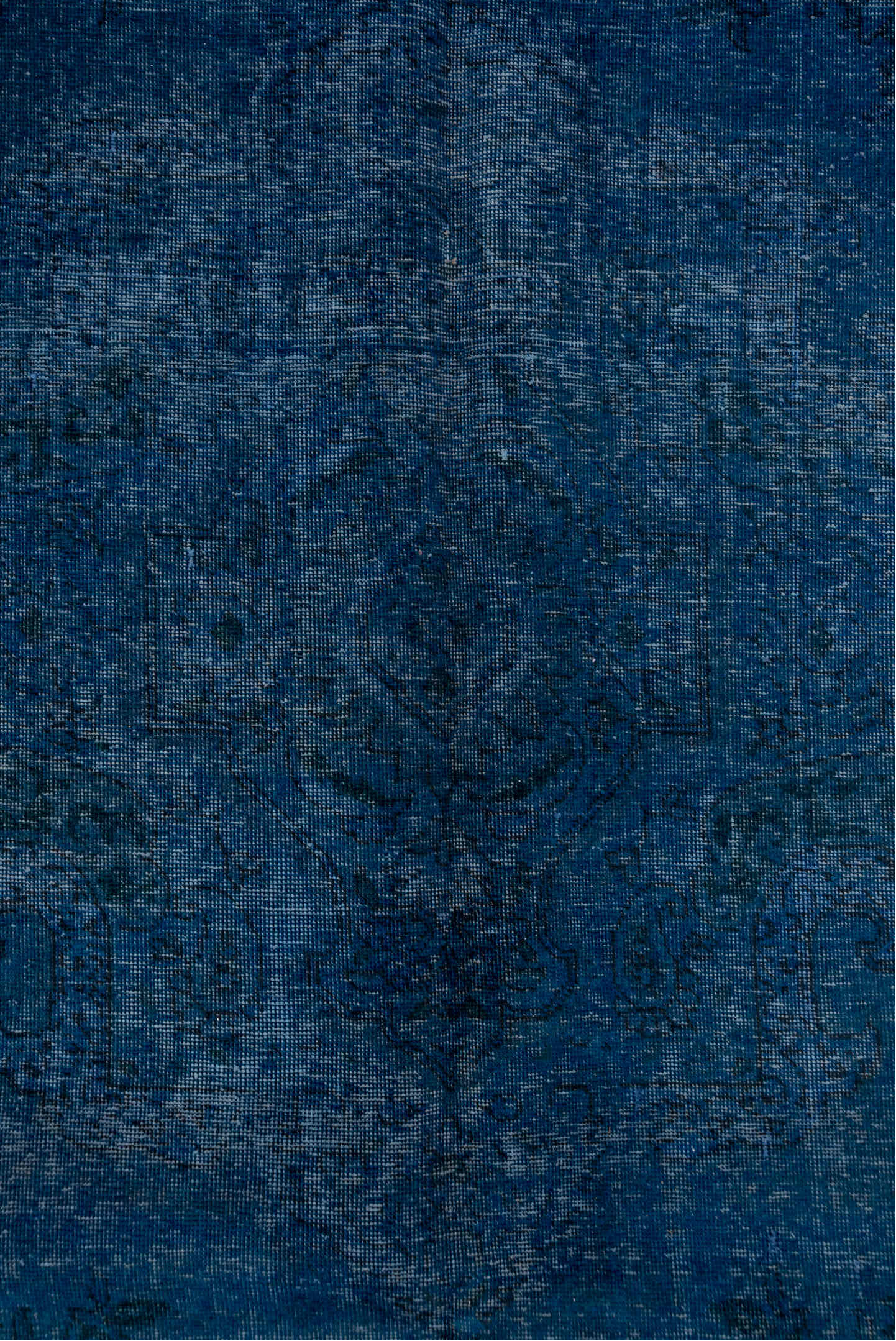 9' x 12' one-of-a-kind handmade antique Overdyed large size rug. Color palette: navy, indigo, slate, charcoal, blue, purple