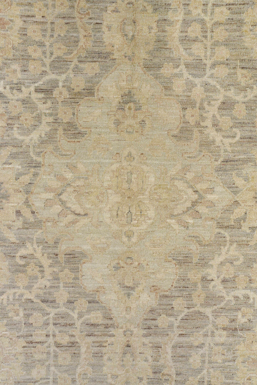 9' x 12' one-of-a-kind handmade vintage Sivas large size rug. Color palette: ivory, beige, taupe, gray, cream, pale gold