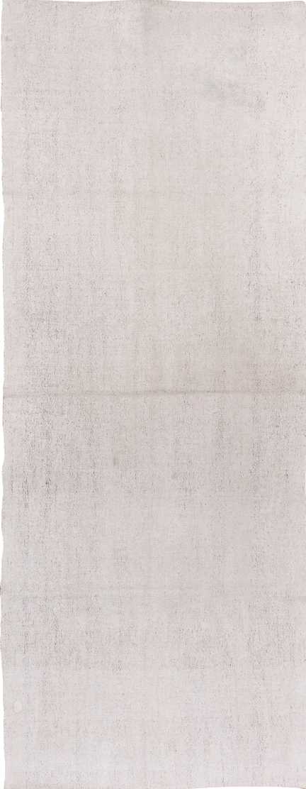 3' x 10' one-of-a-kind handmade vintage Flatweave runner rug. Color palette: dark gray, gainsboro, gray, lavender blush