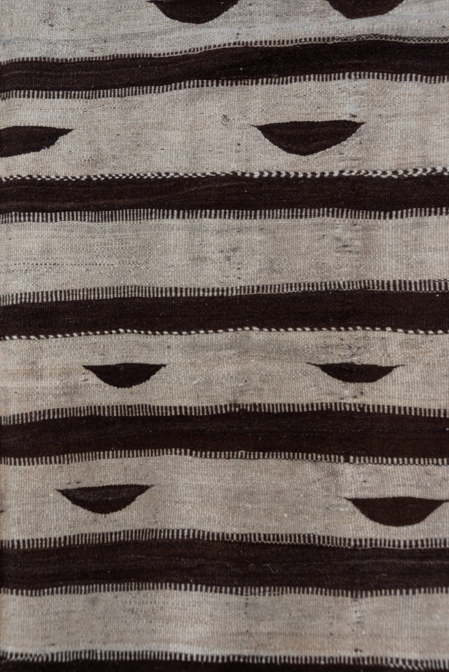 5' x 11' one-of-a-kind handmade vintage Kilim runner rug. Color palette: ivory, brown, espresso, black