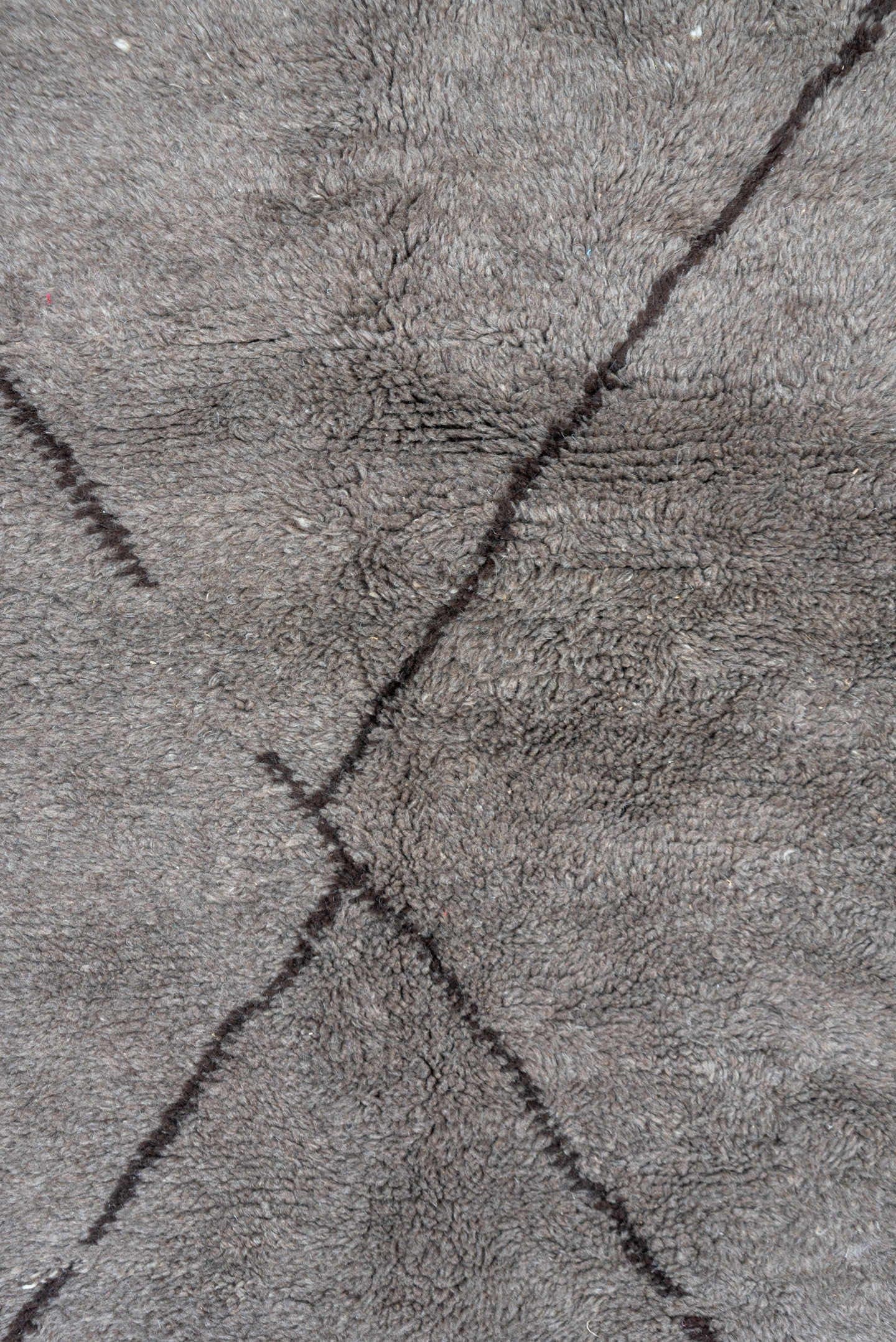 9' x 9' one-of-a-kind handmade vintage Moroccan rug. Color palette: taupe, charcoal, ivory, beige, gray, black