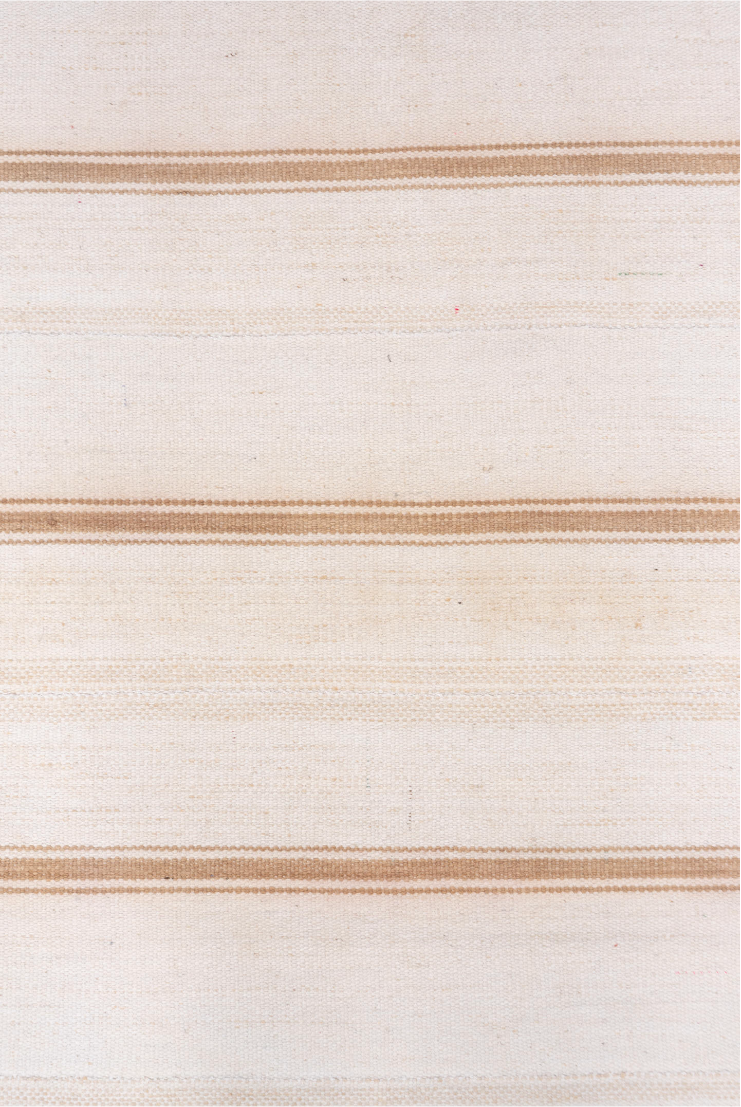 3' x 7' one-of-a-kind handmade vintage Flatweave rug. Color palette: ivory, cream, tan, taupe, beige, gray