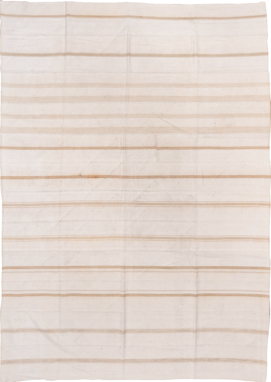 7' x 11' one-of-a-kind handmade vintage Flatweave large size rug. Color palette: brown, gainsboro, gray, light gray, linen