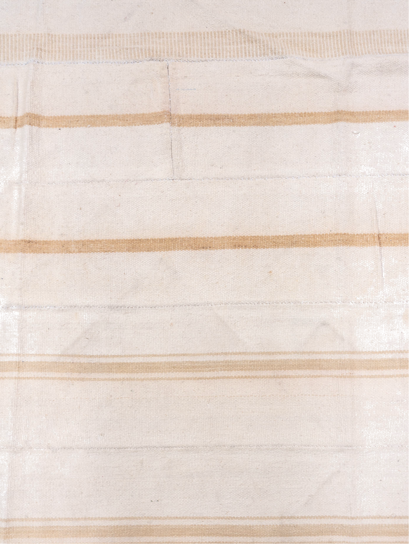 7' x 11' one-of-a-kind handmade vintage Flatweave large size rug. Color palette: brown, gainsboro, gray, light gray, linen