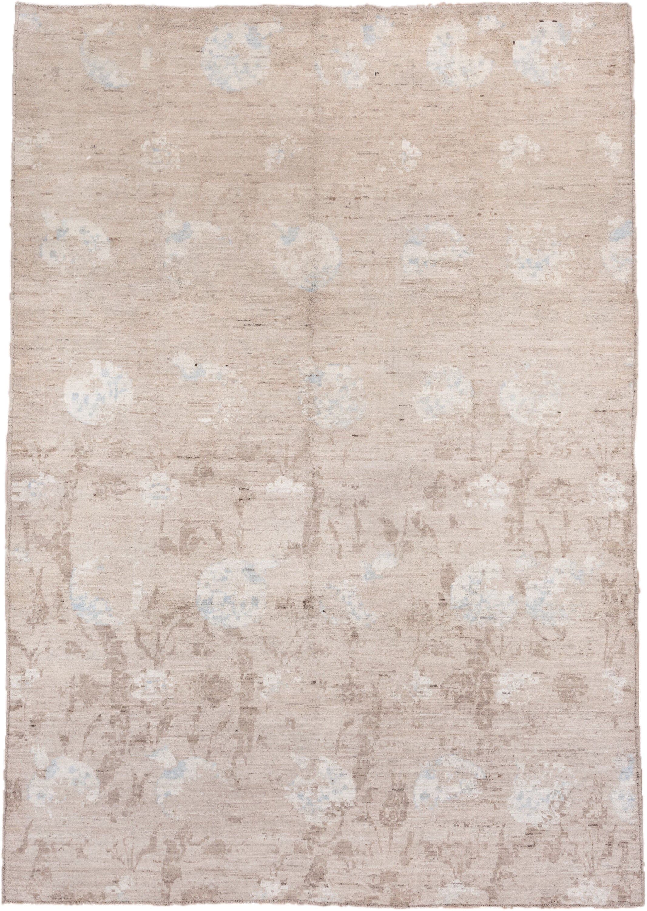 8' x 12' one-of-a-kind handmade handmade Modern large size rug. Color palette: beige, ivory, taupe, pale_blue, cream, gray
