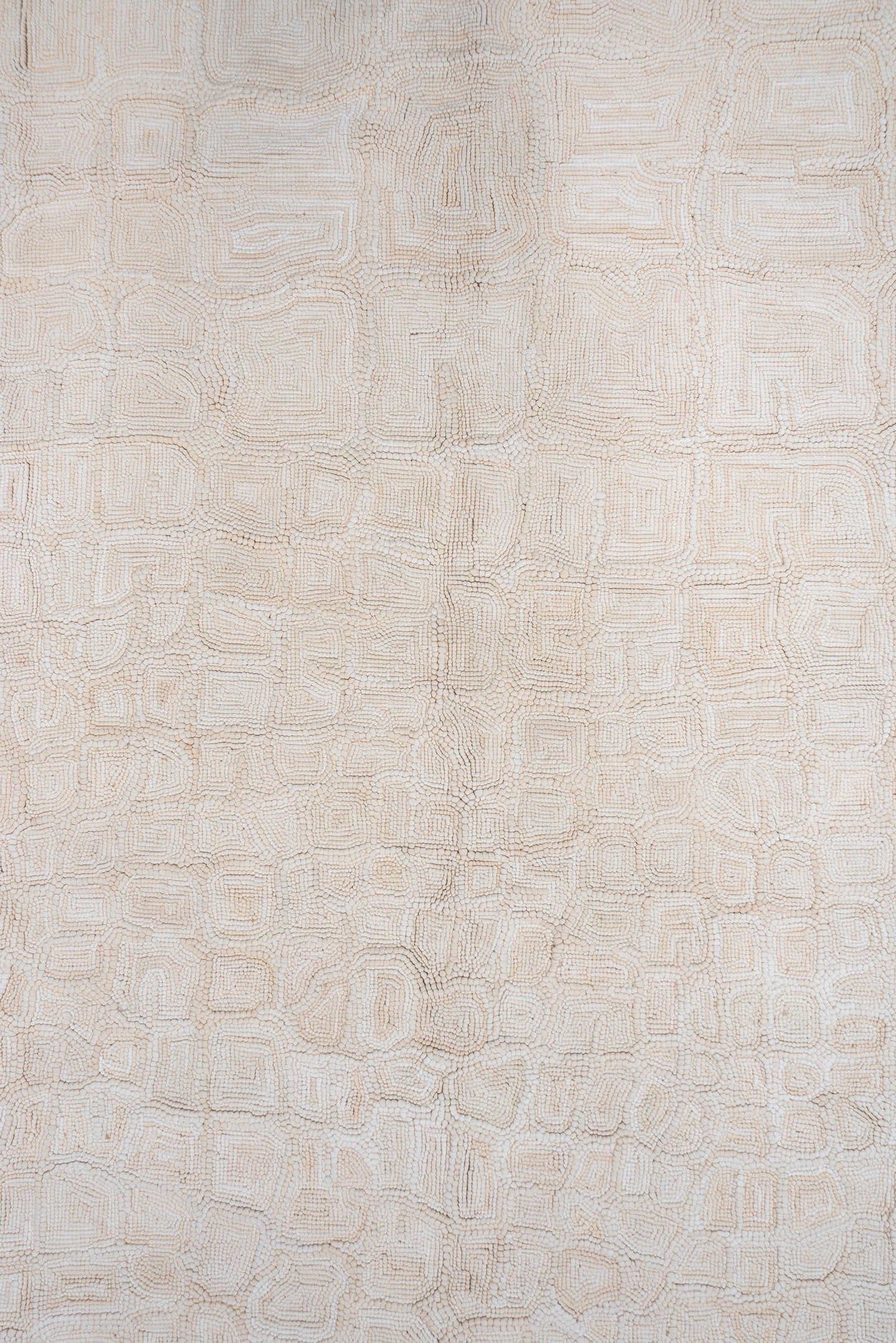 8' x 10' one-of-a-kind handmade vintage Flatweave large size rug. Color palette: ivory, blush, cream, beige, taupe, pink