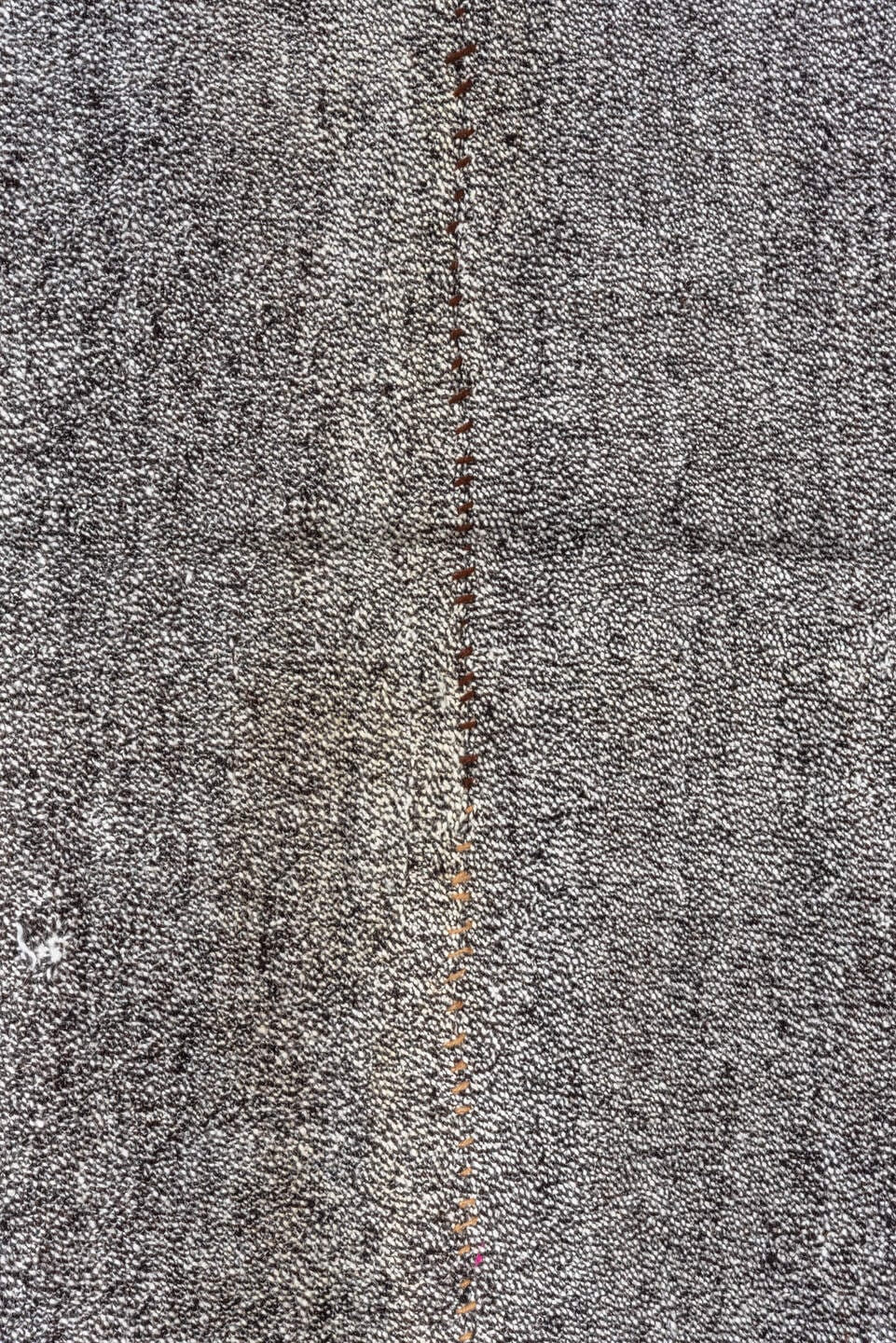 7' x 9' one-of-a-kind handmade antique Flatweave rug. Color palette: gray, charcoal, ivory, black