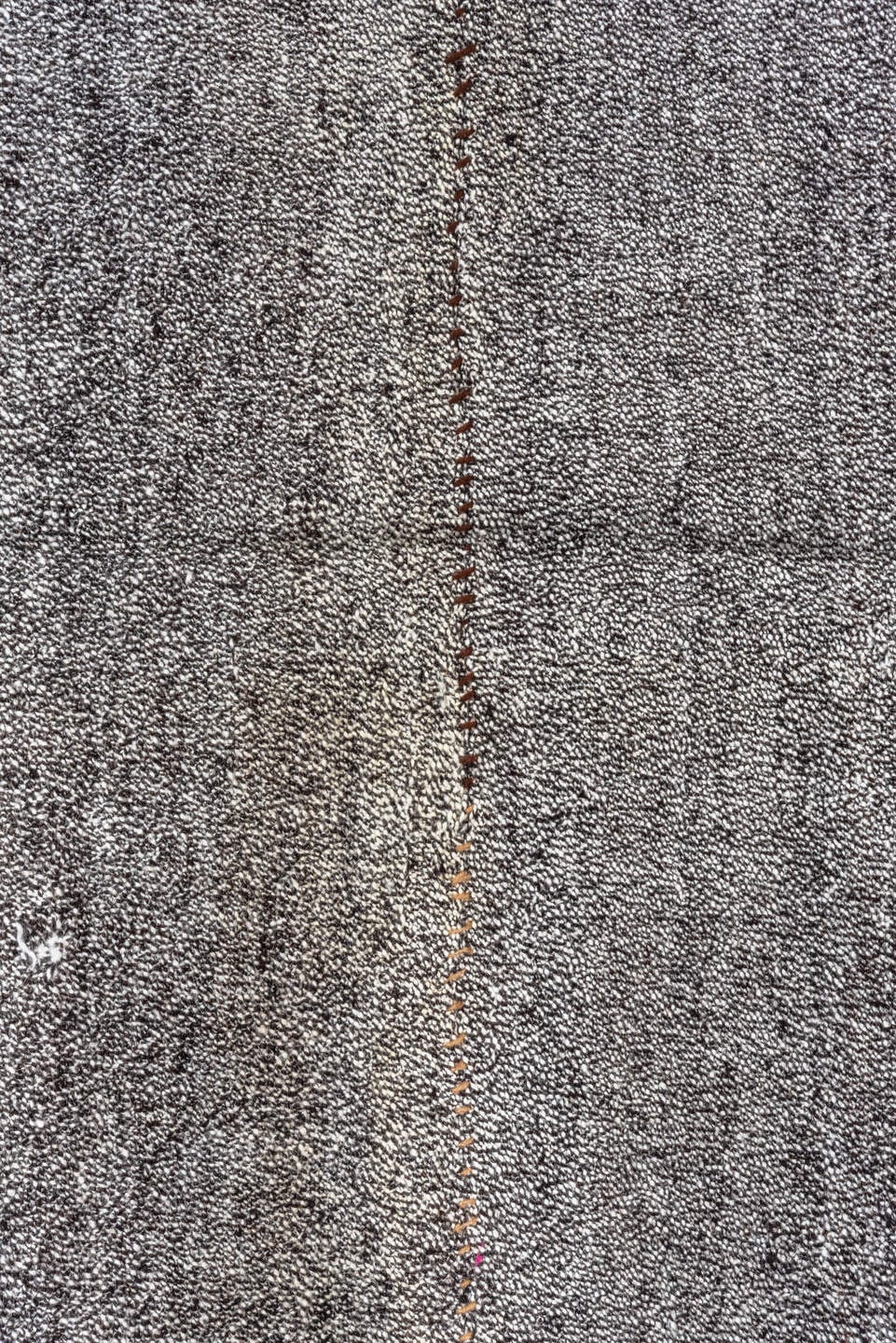 7' x 9' one-of-a-kind handmade antique Flatweave rug. Color palette: gray, charcoal, ivory, black