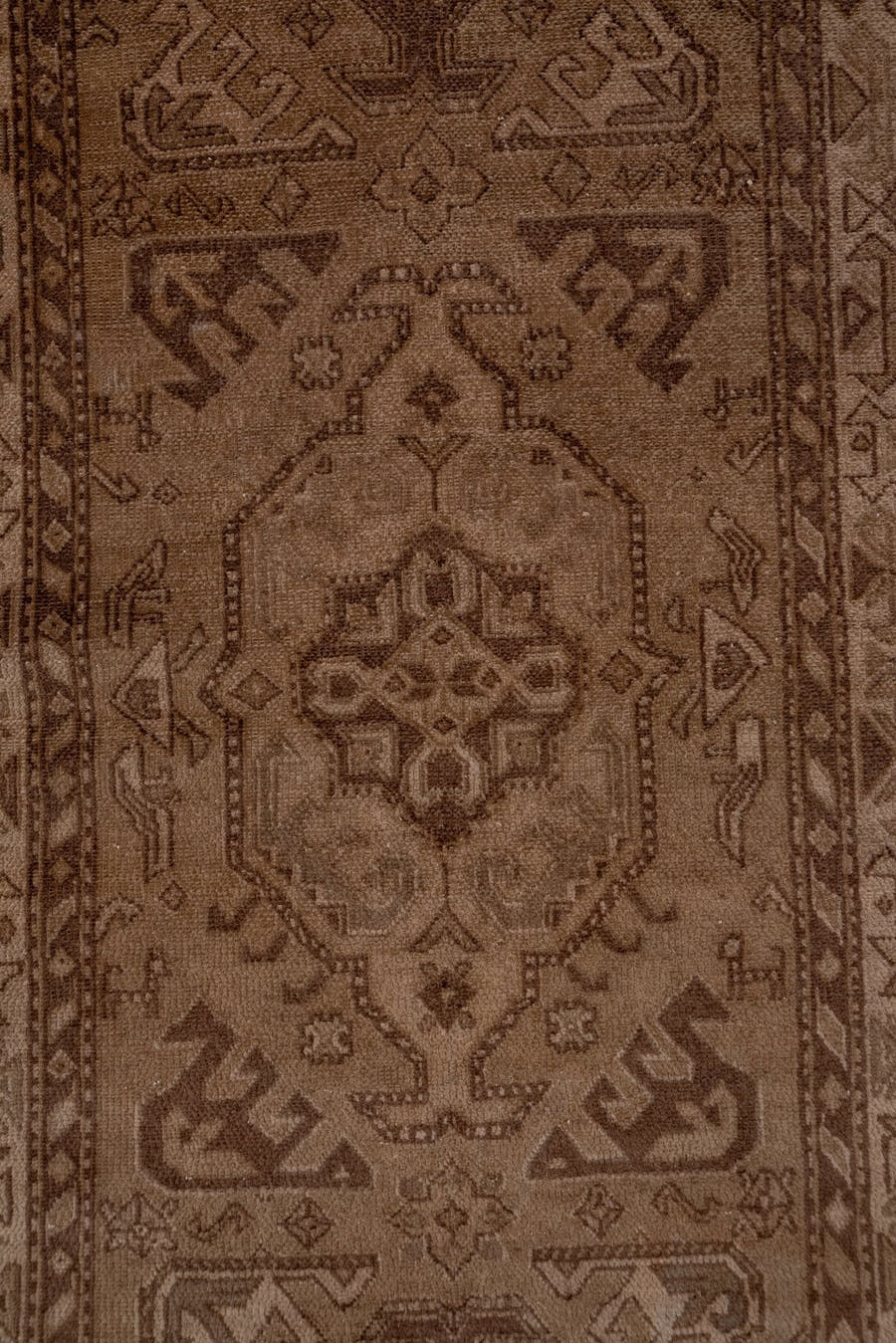 3' x 15' one-of-a-kind handmade antique NW Persian runner rug. Color palette: taupe, brown, camel, mocha, ivory, beige, gray