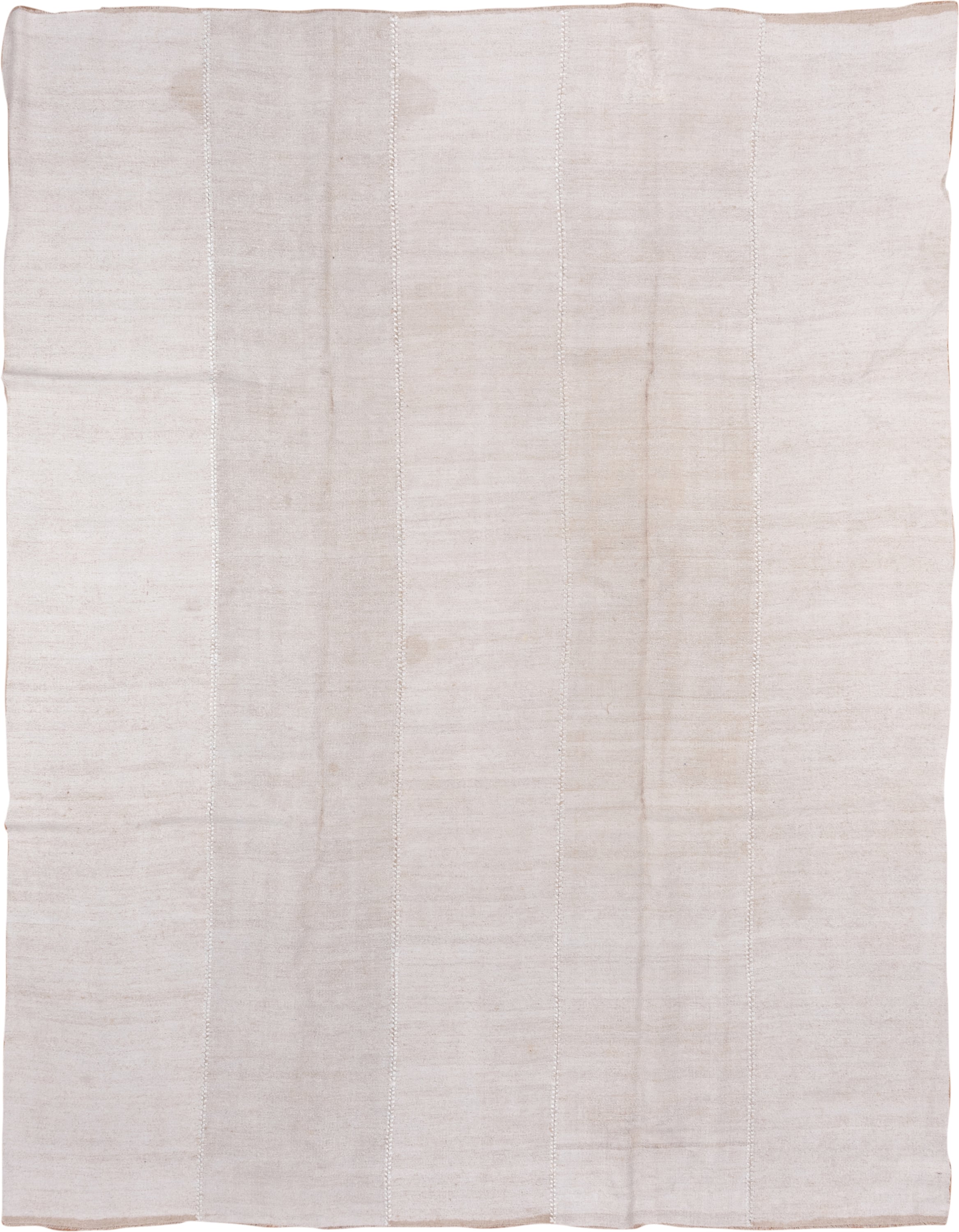 9' x 12' one-of-a-kind handmade vintage Hemp Kilim large size rug. Color palette: ivory, beige, cream, taupe, gray