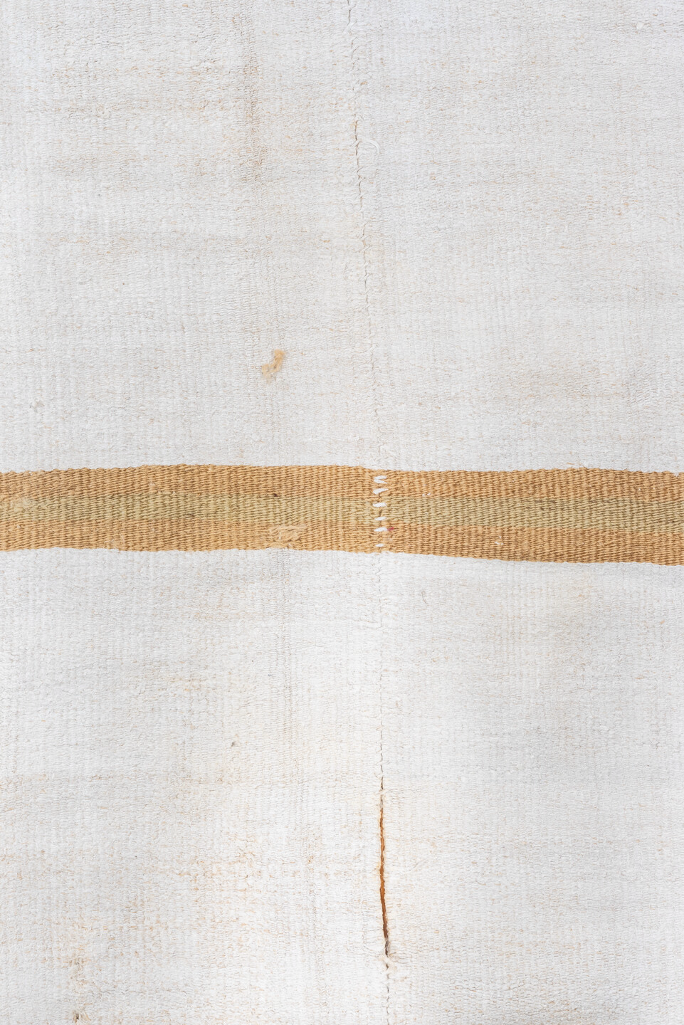 6' x 15' one-of-a-kind handmade vintage Hemp Kilim rug. Color palette: alice blue, azure, brown, gainsboro, ghost white