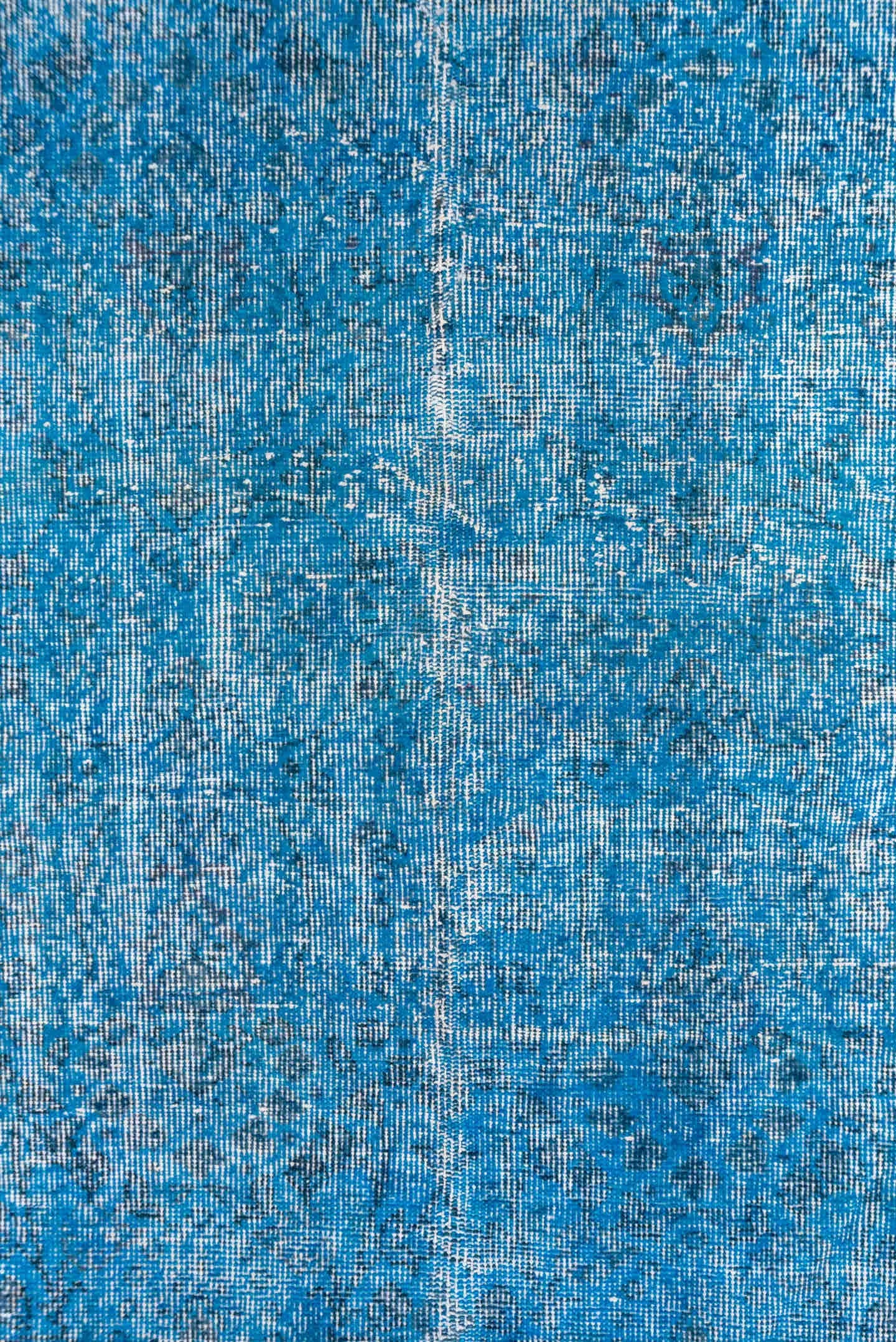6' x 10' one-of-a-kind handmade vintage Sparta large size rug. Color palette: sky blue, azure, ivory, slate, light blue