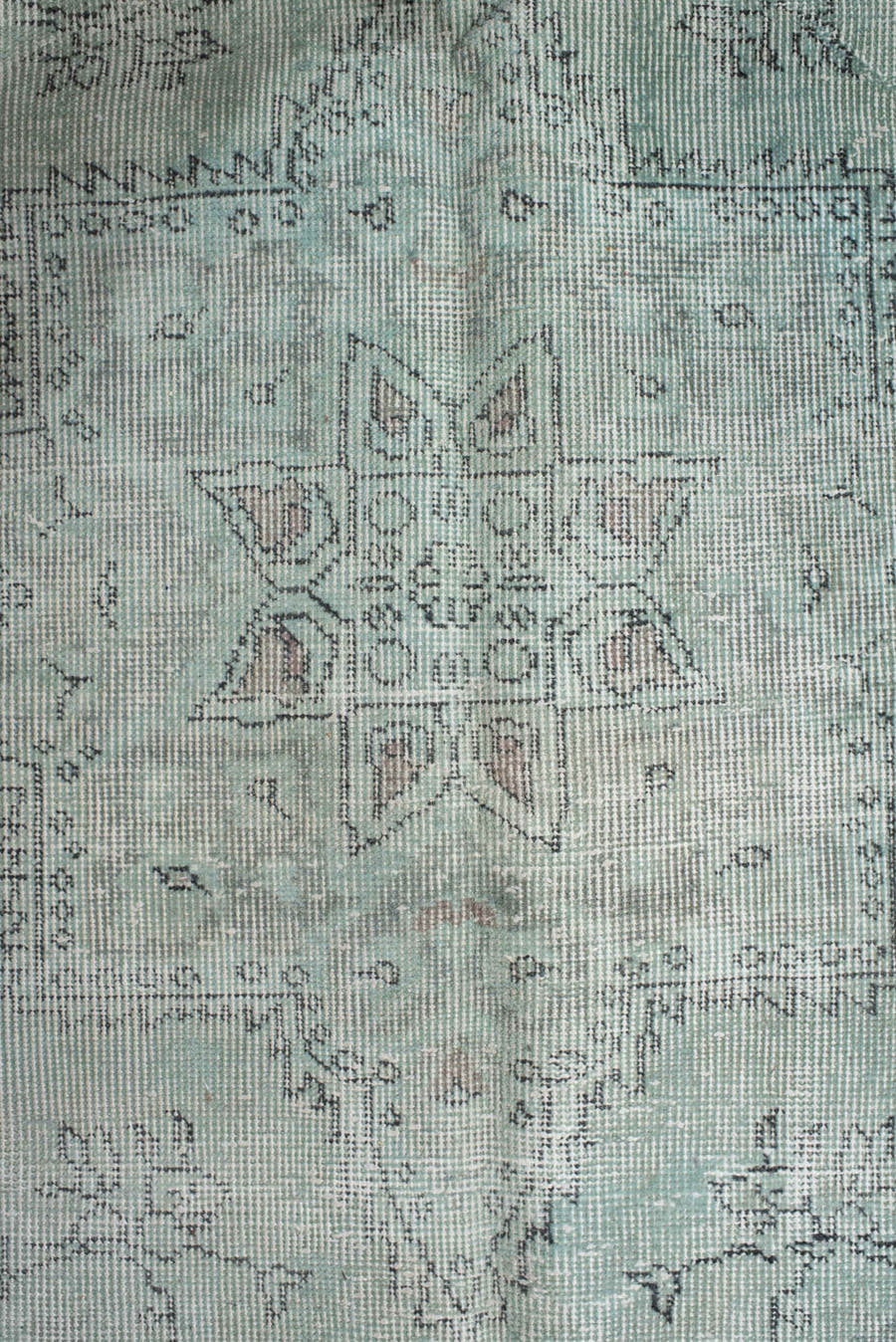 5' x 9' one-of-a-kind handmade vintage Sparta medium size rug. Color palette: ivory, pale blue, sky blue, taupe, soft gray