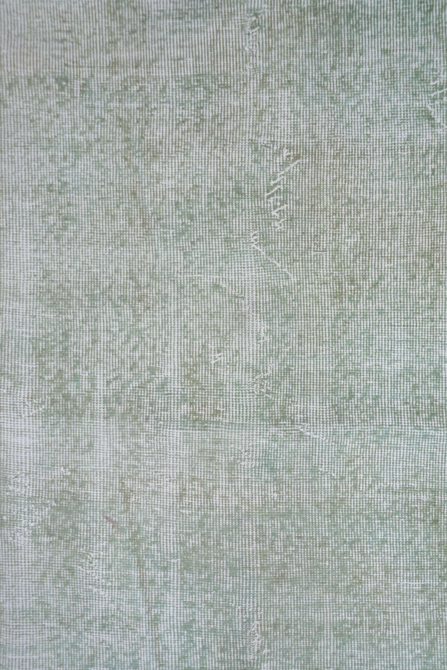 6' x 10' one-of-a-kind handmade vintage Sparta large size rug. Color palette: aqua, ivory, pale blue, sage, charcoal, teal