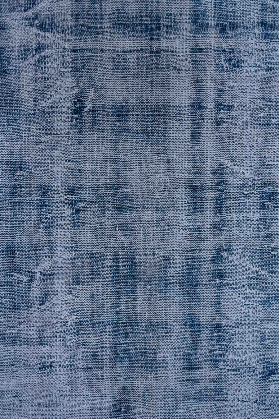 7' x 10' one-of-a-kind handmade vintage Overdyed large size rug. Color palette: blue, slate, ivory, gray