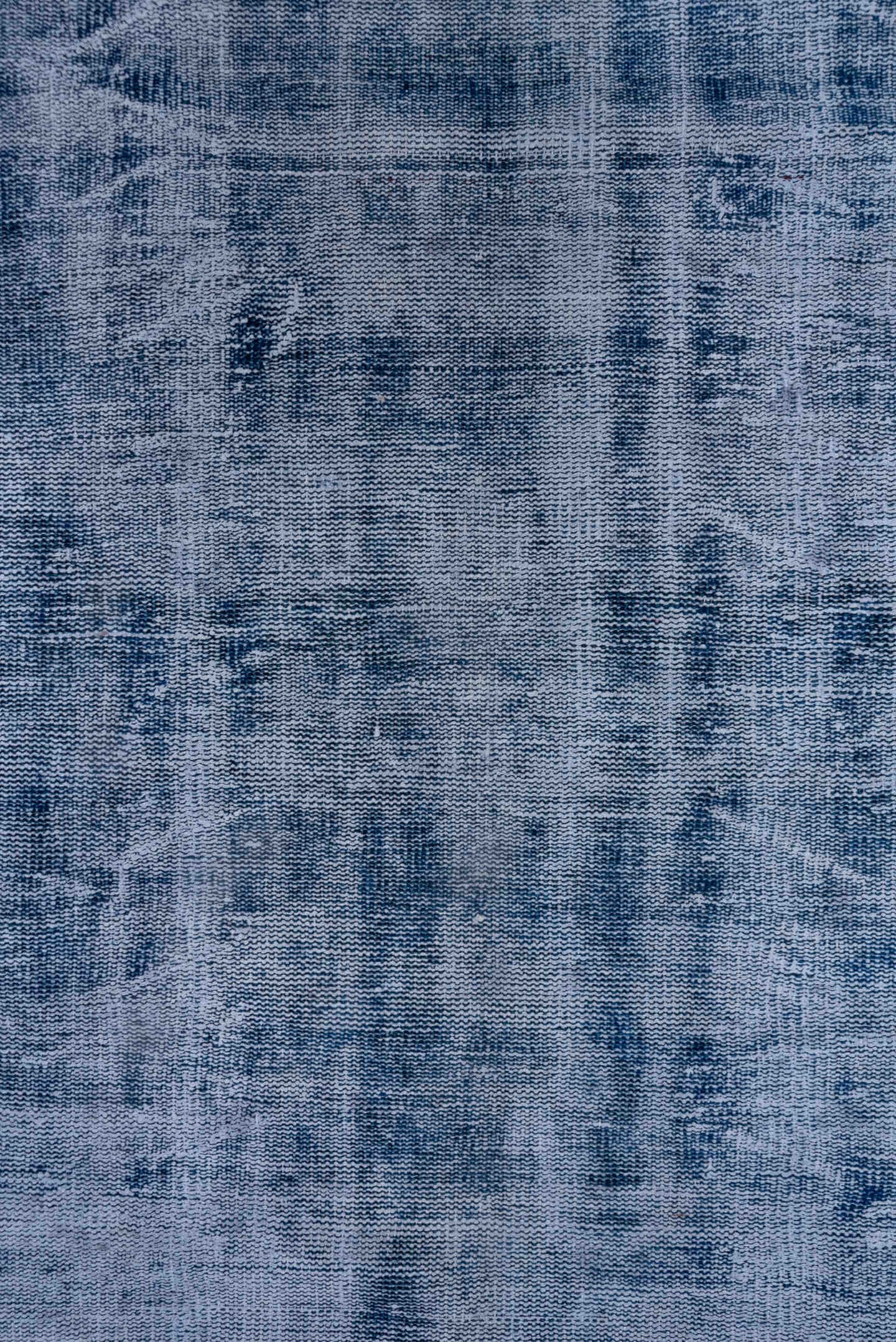 7' x 10' one-of-a-kind handmade vintage Overdyed large size rug. Color palette: blue, slate, ivory, gray