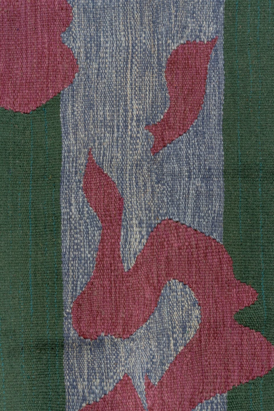 4' x 6' one-of-a-kind handmade vintage Flatweave small size rug. Color palette: deep teal, blue gray, muted plum, charcoal