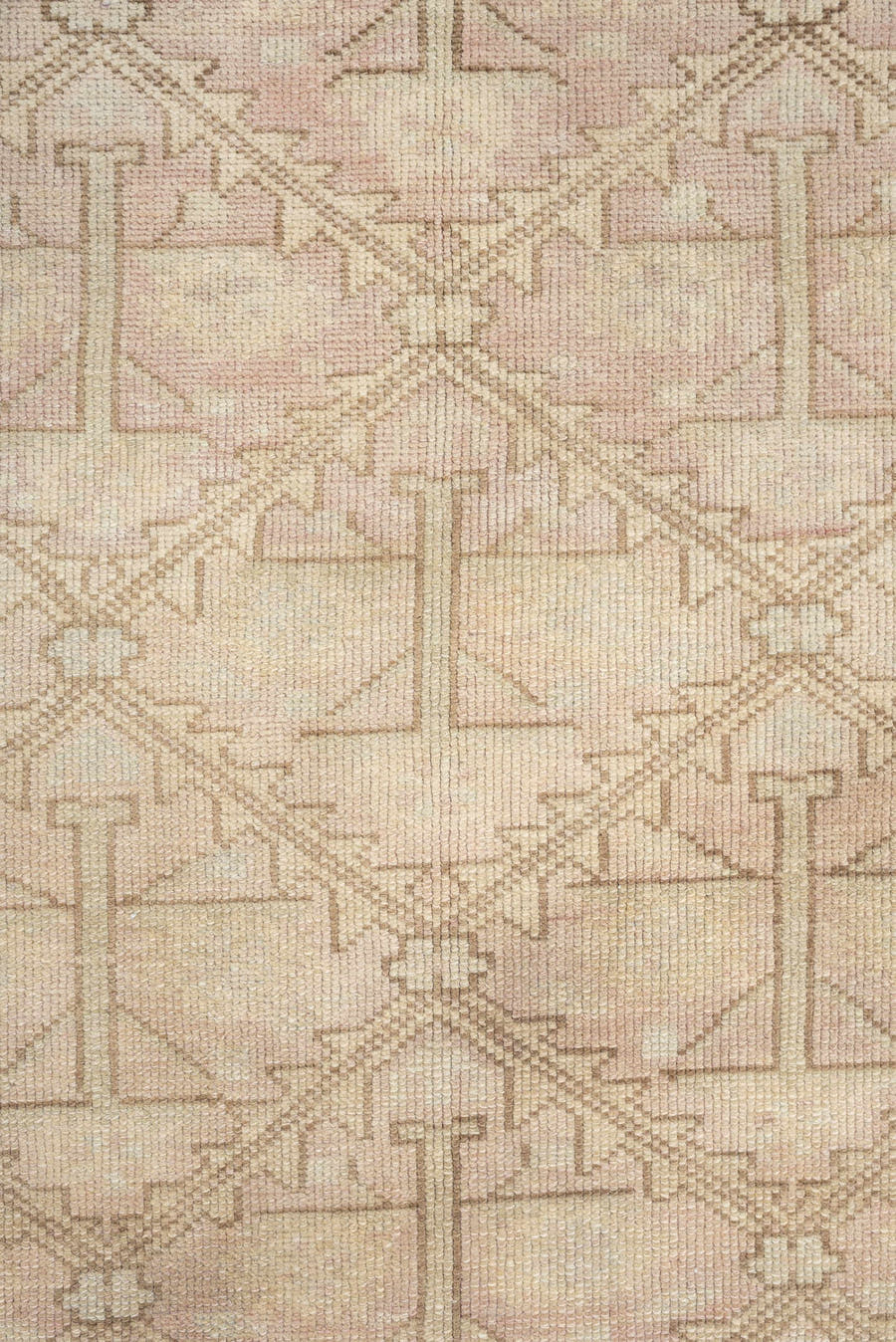 3' x 9' one-of-a-kind handmade antique Anatolian runner rug. Color palette: ivory, blush, taupe, sage, terracotta, camel