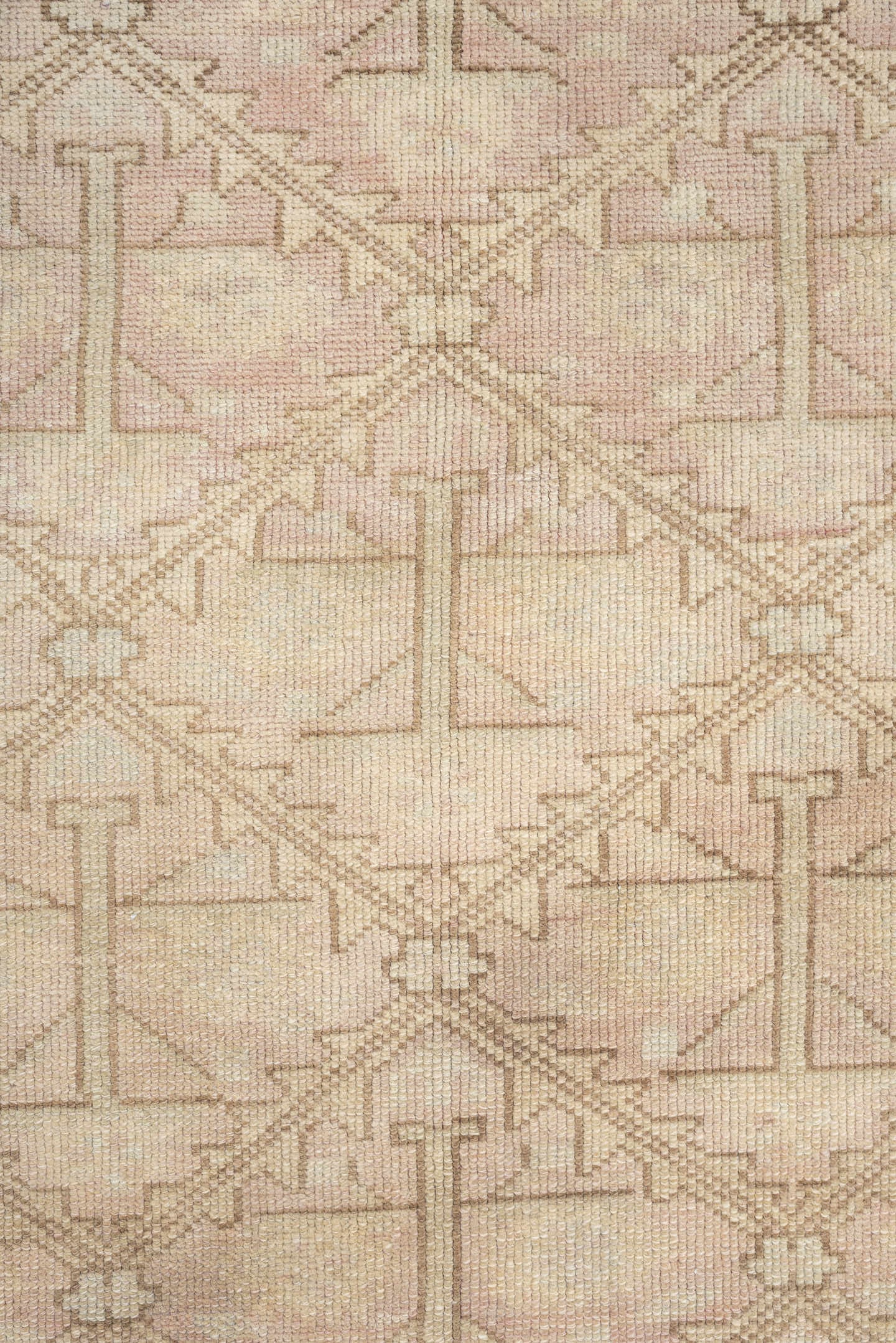 3' x 9' one-of-a-kind handmade antique Anatolian runner rug. Color palette: ivory, blush, taupe, sage, terracotta, camel