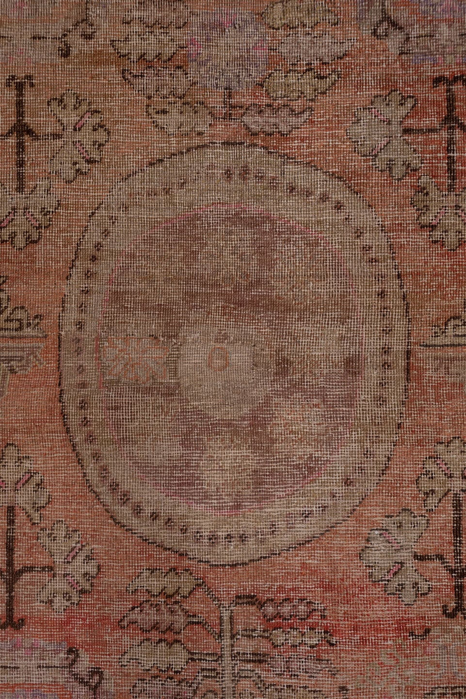 4' x 9' one-of-a-kind handmade antique Khotan runner rug. Color palette: rose, taupe, brown, dusty pink, mauve, ivory