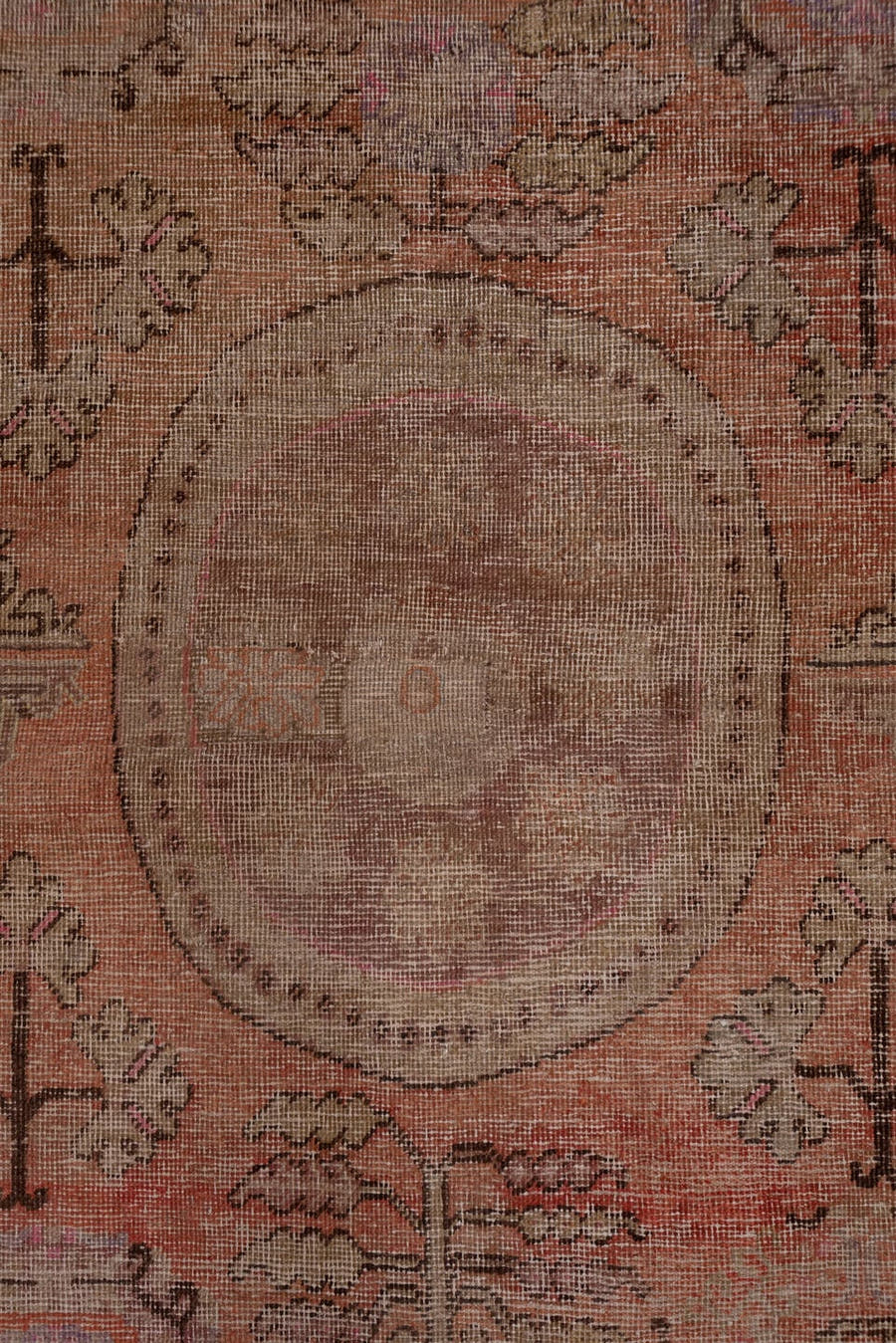 4' x 9' one-of-a-kind handmade antique Khotan runner rug. Color palette: rose, taupe, brown, dusty pink, mauve, ivory