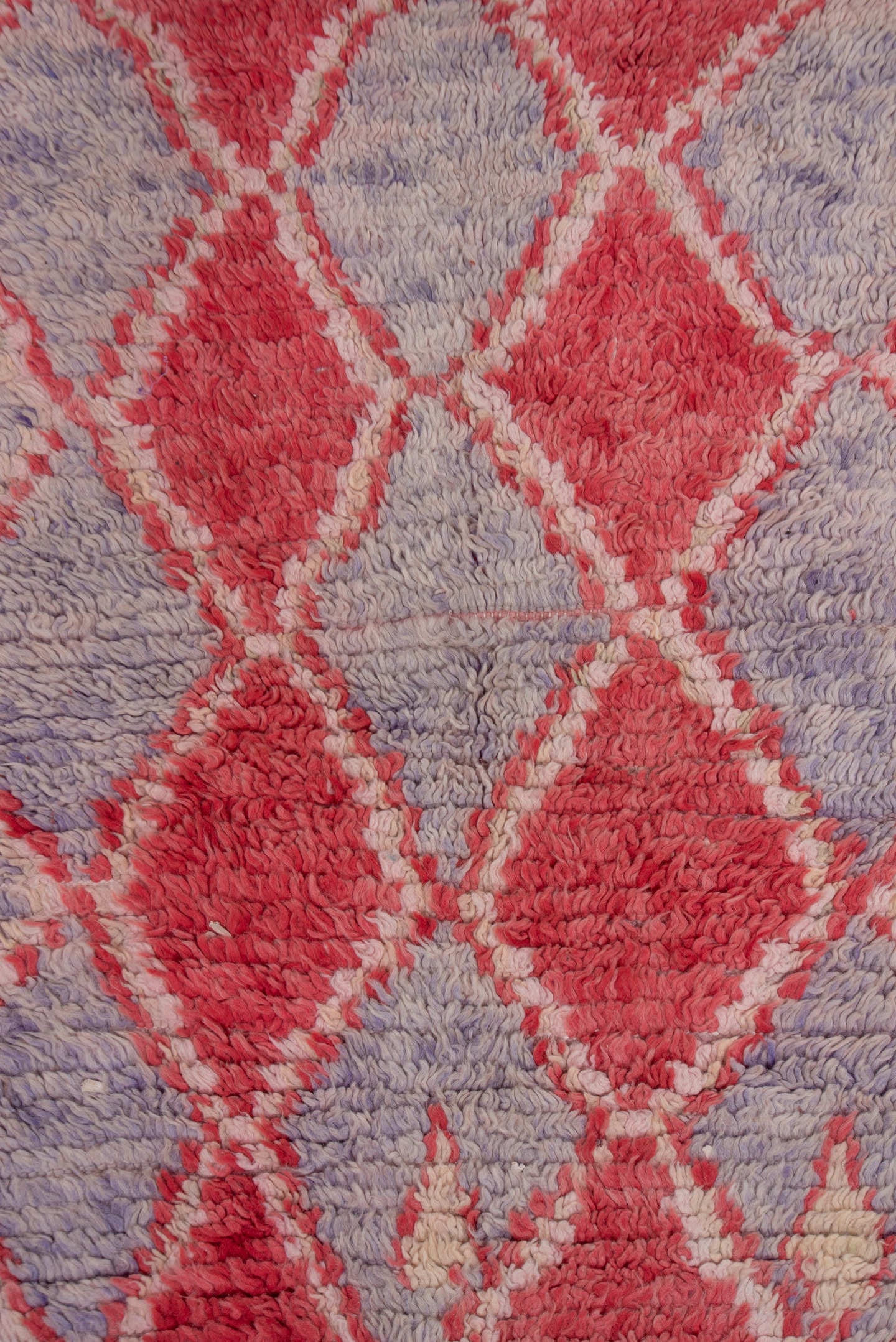 3' x 9' one-of-a-kind handmade vintage Rag Rug runner rug. Color palette: lavender, rose, ivory, blush, lilac, light gray