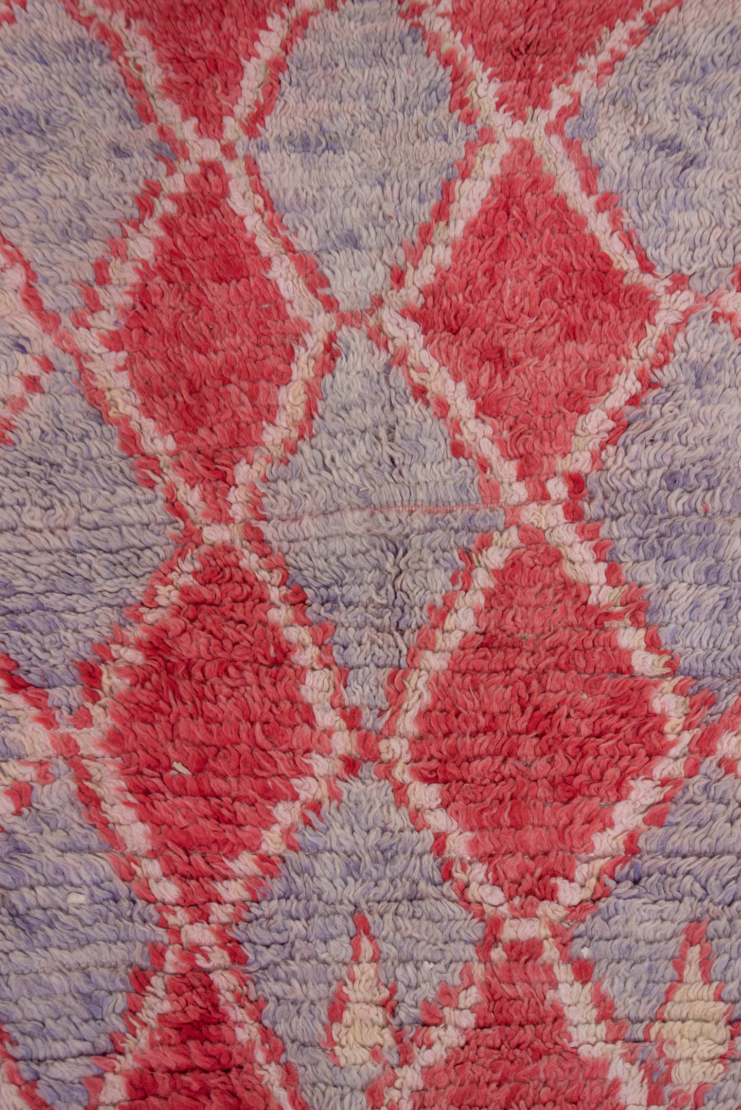 3' x 9' one-of-a-kind handmade vintage Rag Rug runner rug. Color palette: lavender, rose, ivory, blush, lilac, light gray