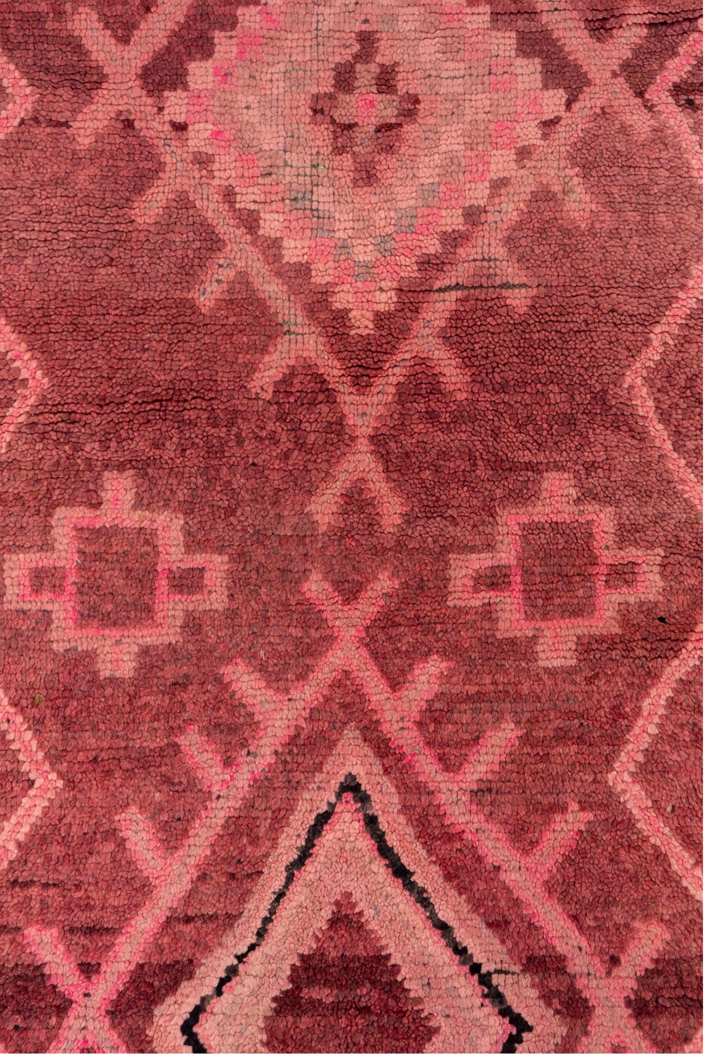 2' x 13' one-of-a-kind handmade vintage Rag Rug runner rug. Color palette: rose, mauve, dusty pink, burgundy, blush, brown