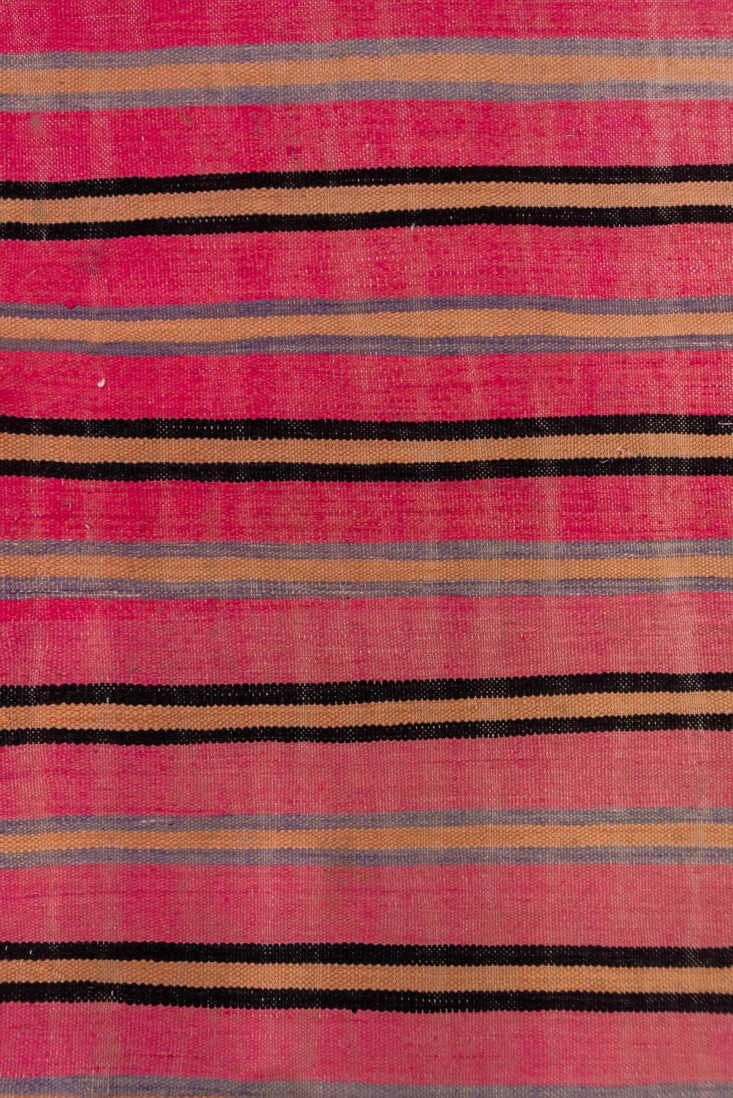 5' x 10' one-of-a-kind handmade vintage Blanket medium size rug. Color palette: pink, charcoal, taupe, muted blue, rose
