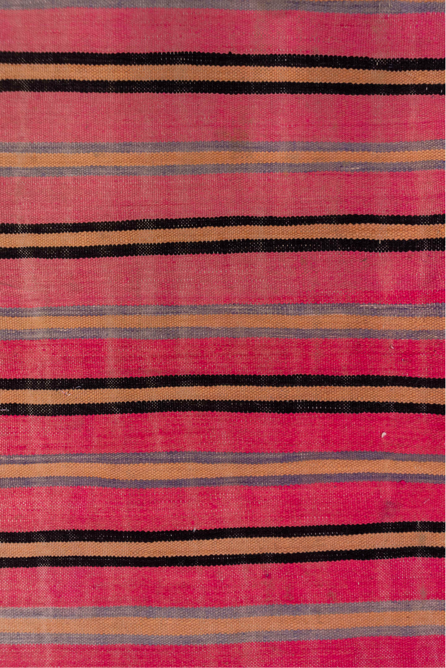 5' x 10' one-of-a-kind handmade vintage Blanket medium size rug. Color palette: pink, charcoal, taupe, muted blue, rose