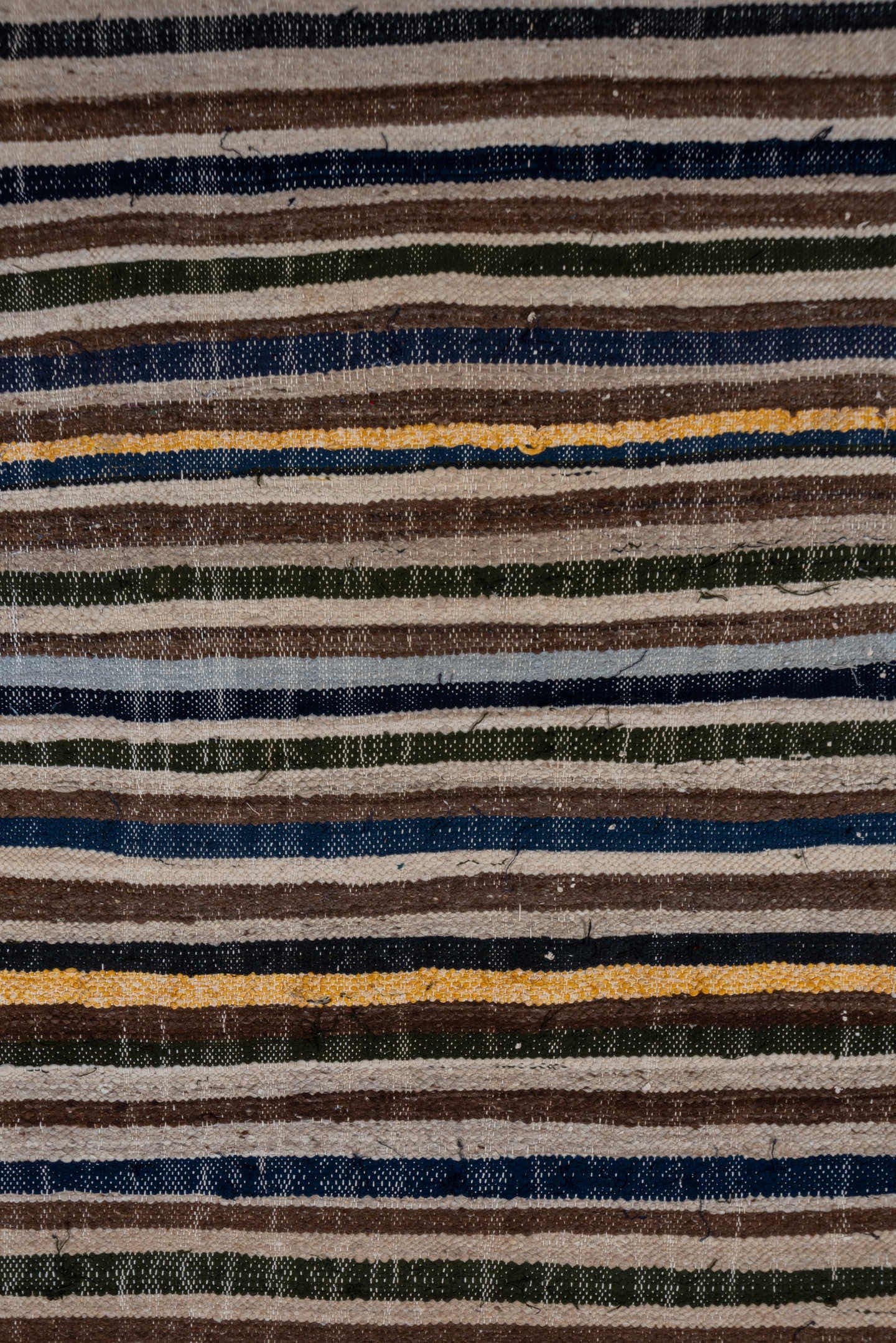 2' x 14' one-of-a-kind handmade vintage Blanket runner rug. Color palette: brown, ivory, indigo, charcoal, crimson, gold