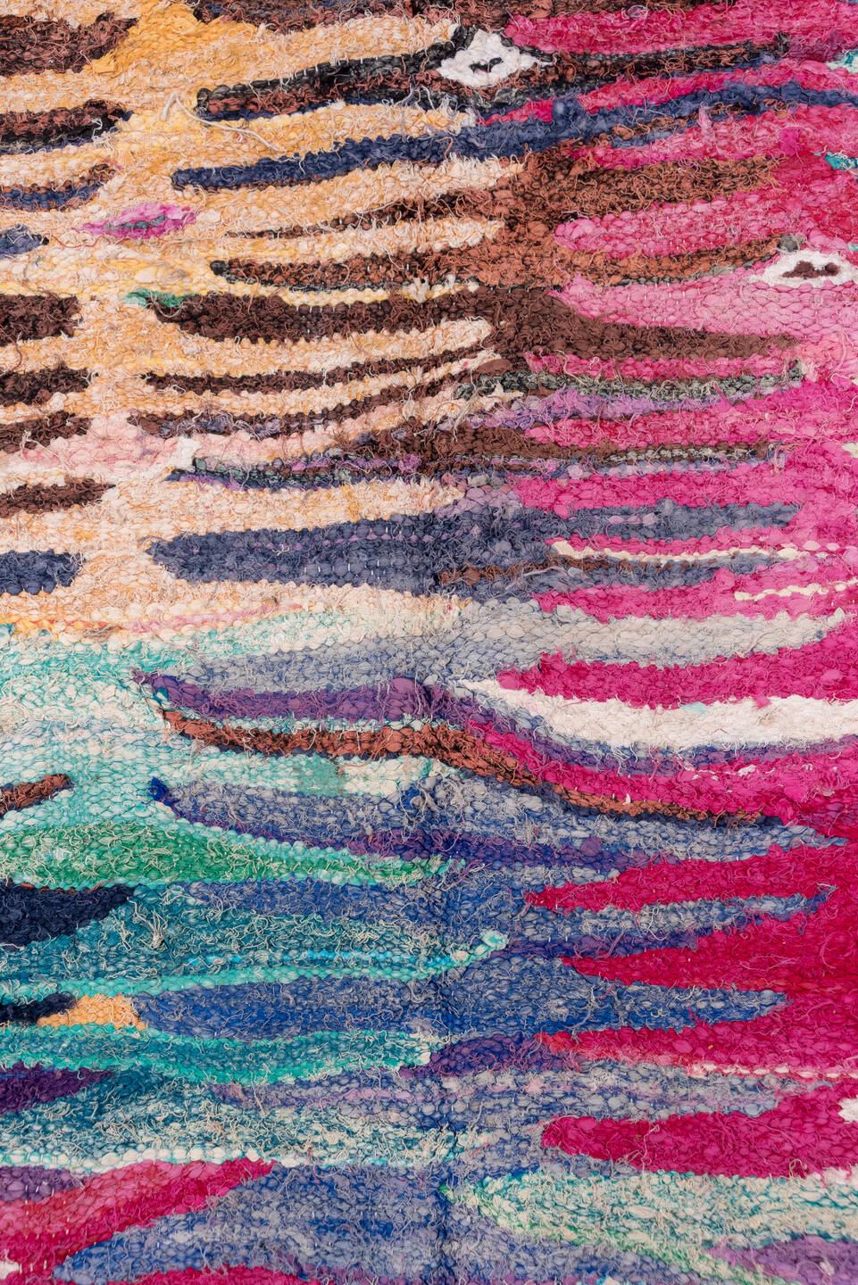 4' x 8' one-of-a-kind handmade vintage Flatweave rug. Color palette: arapawa, blue, brown, cadet blue, dark gray, gray