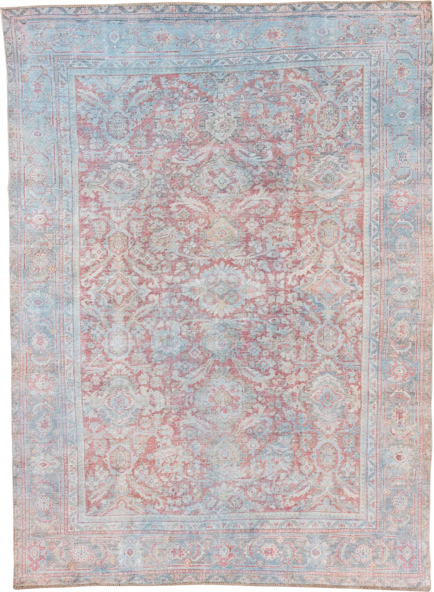 7' x 10' one-of-a-kind handmade vintage Mahal large size rug. Color palette: dark gray, gainsboro, gray, light blue