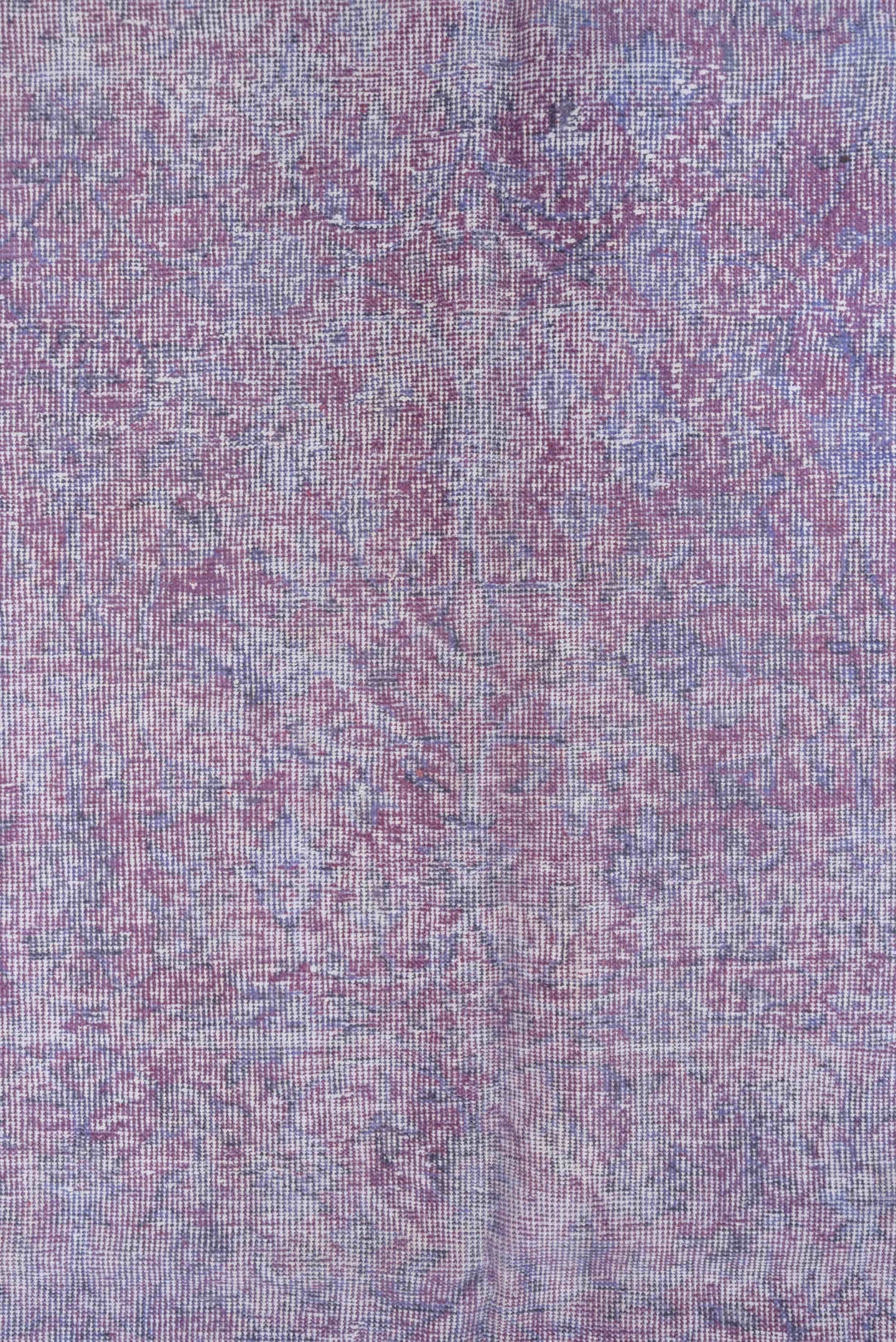 6' x 10' one-of-a-kind handmade vintage Overdyed large size rug. Color palette: lavender, blush, lilac, ivory, rose