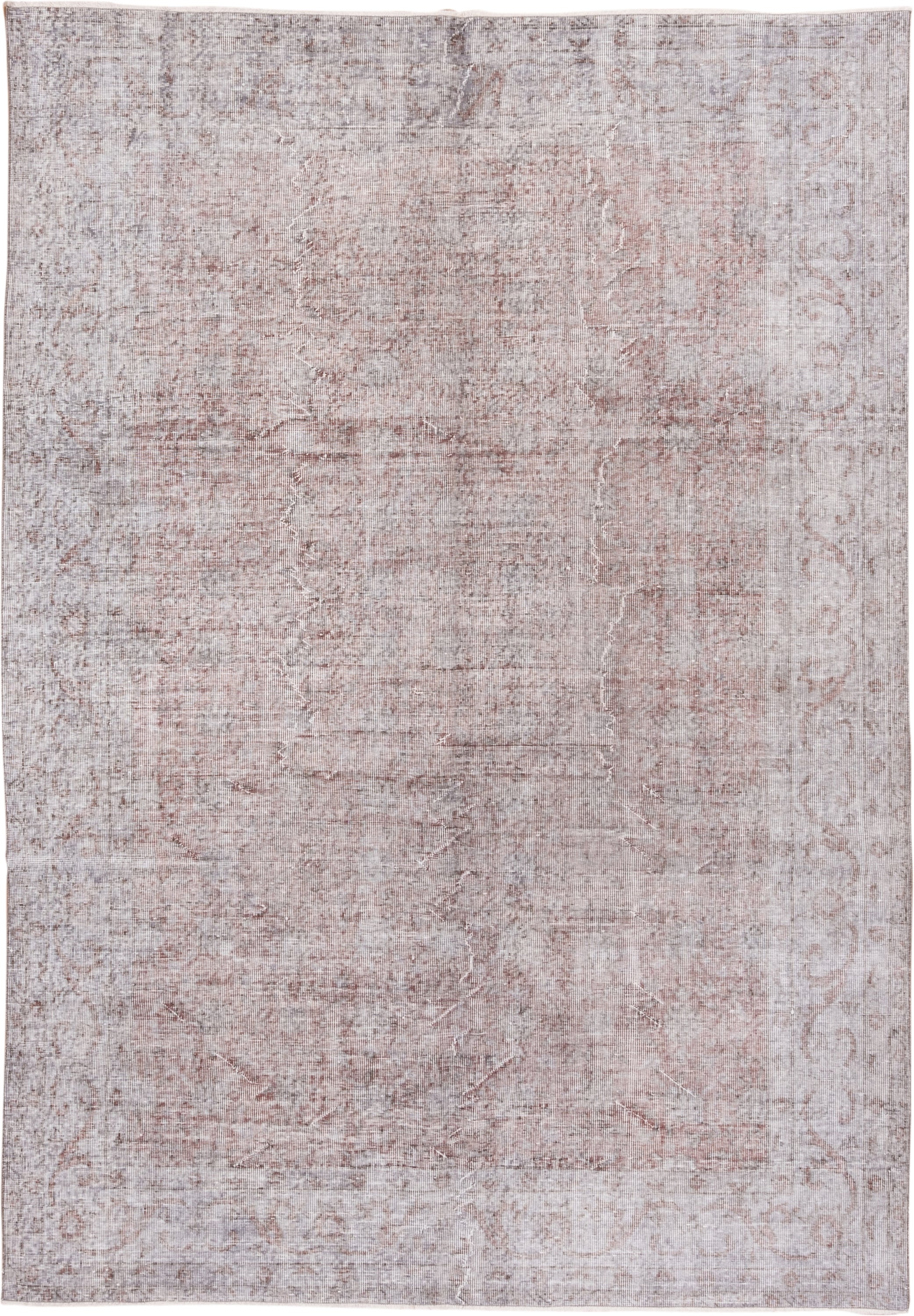 6' x 9' one-of-a-kind handmade vintage Overdyed medium size rug. Color palette: ivory, blush, taupe, rose, beige, pink, gray