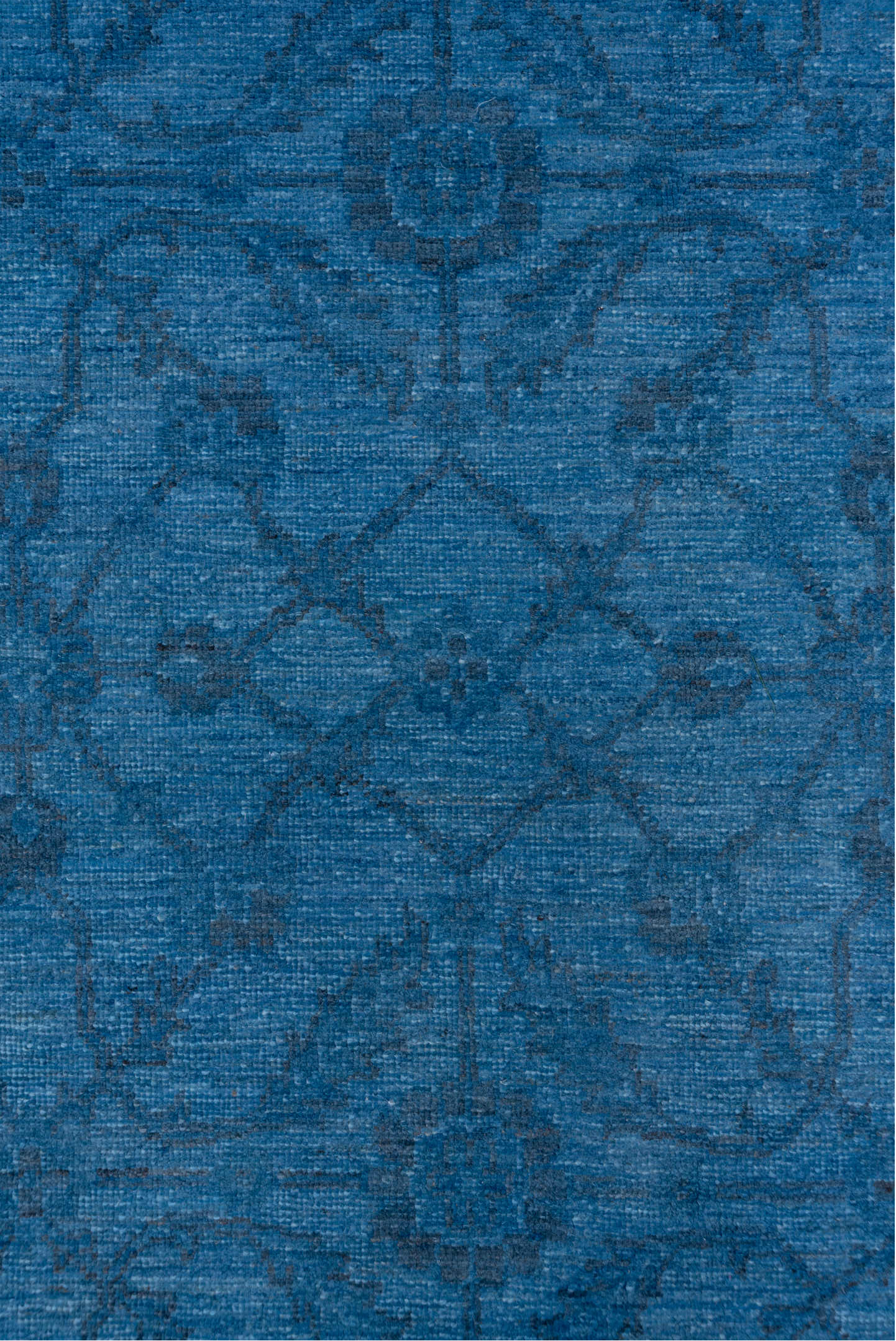 7' x 10' one-of-a-kind handmade vintage Overdyed large size rug. Color palette: arapawa, blue, gray