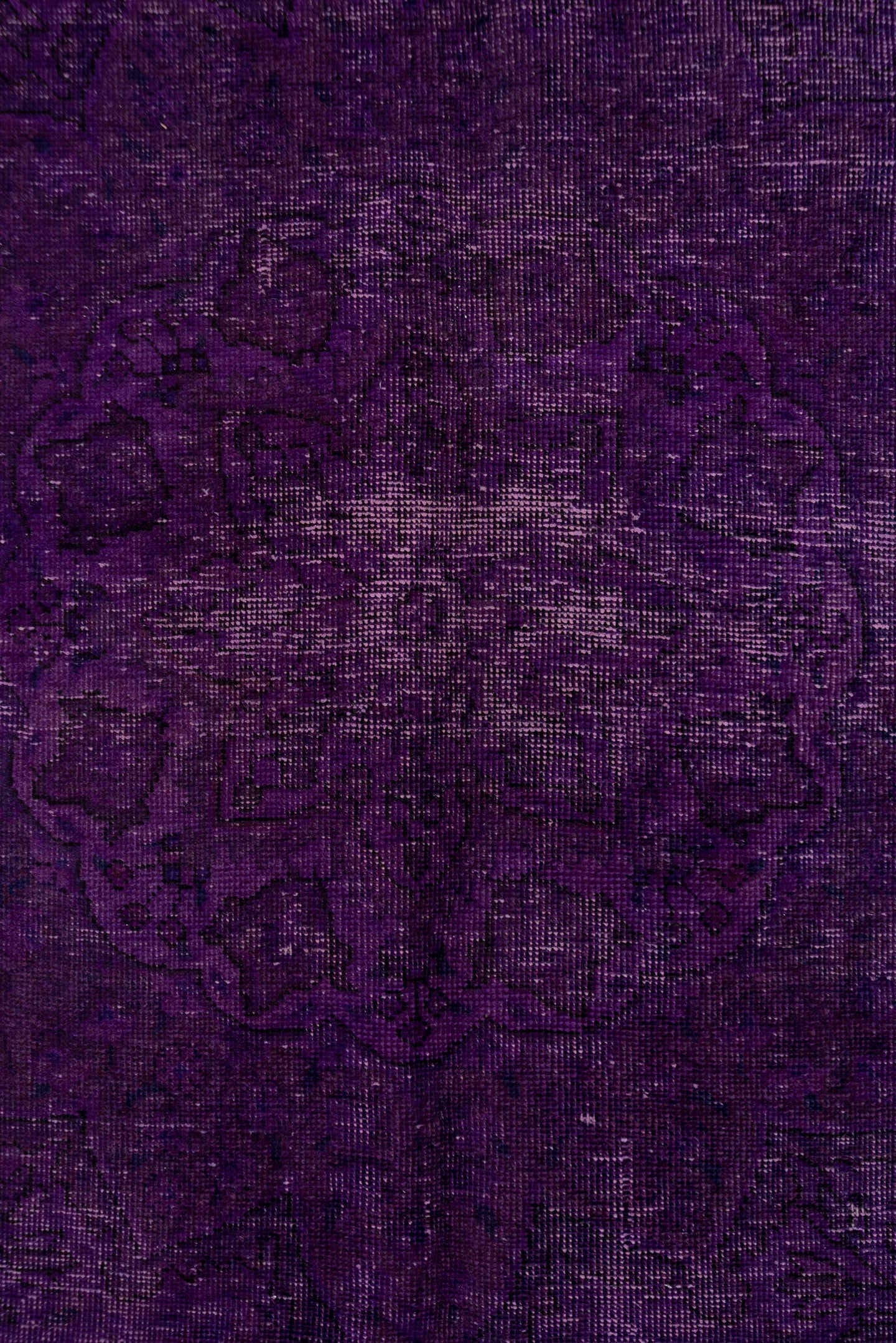 8' x 11' one-of-a-kind handmade antique Overdyed large size rug. Color palette: purple, plum, violet, eggplant, pink