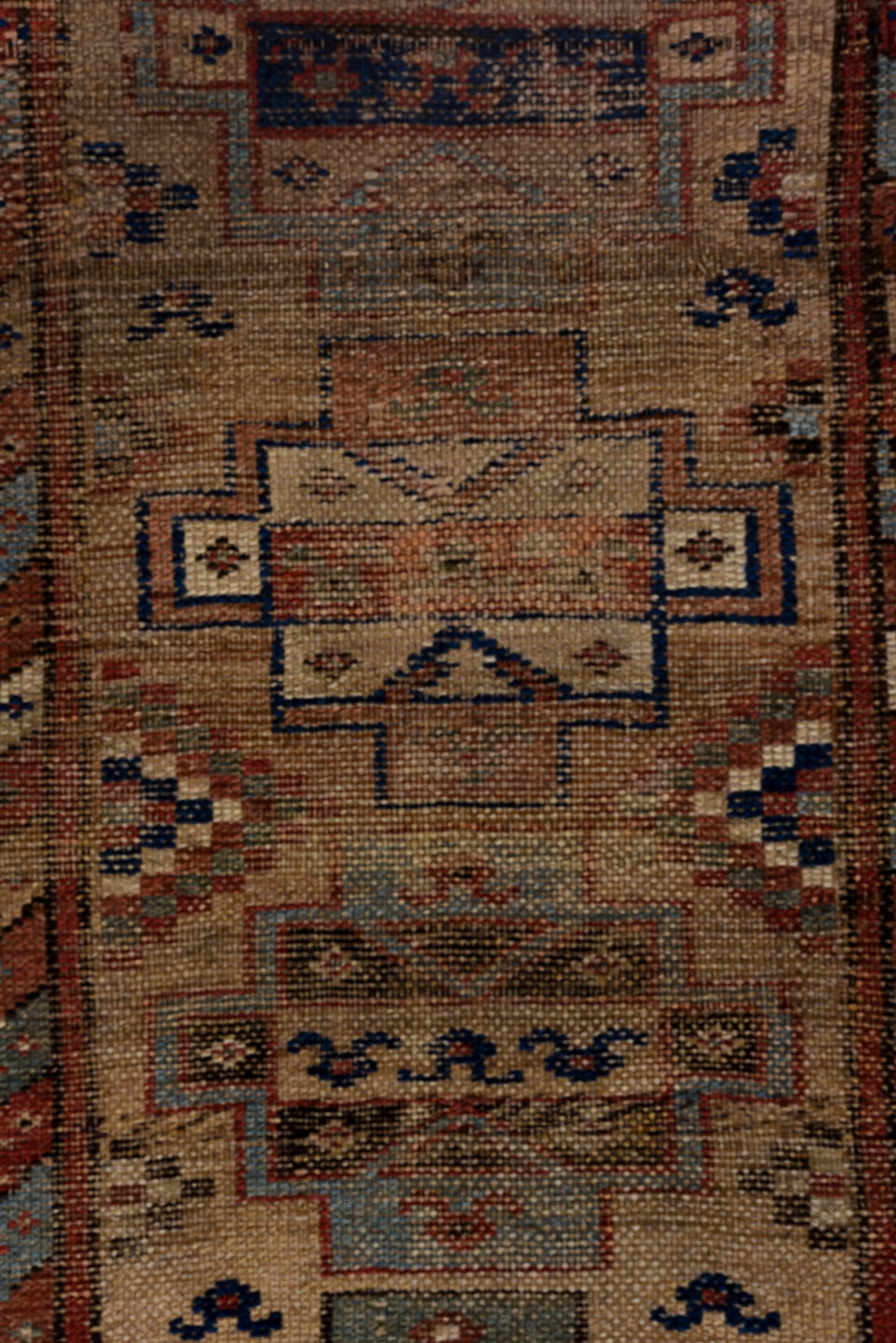 2' x 8' one-of-a-kind handmade antique NW Persian runner rug. Color palette: ivory, rust, indigo, camel, taupe, charcoal