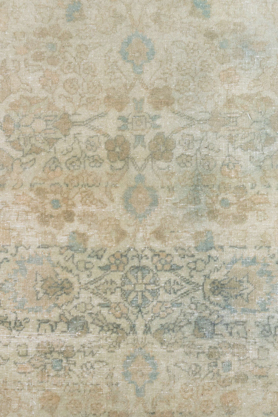 4' x 6' one-of-a-kind handmade antique Sivas small size rug. Color palette: ivory, pale blue, beige, taupe, terra cotta