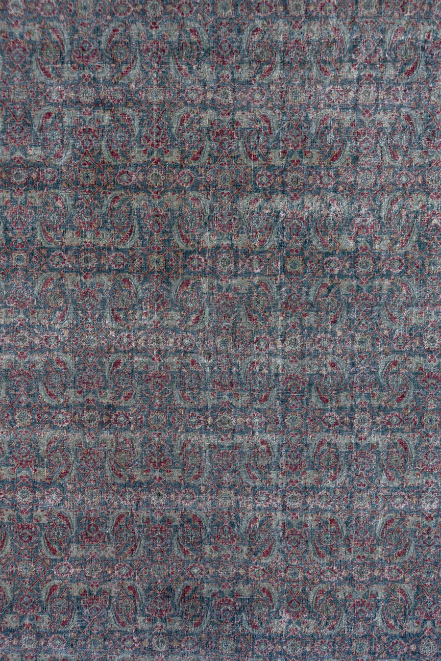 4' x 6' one-of-a-kind handmade antique Tabriz small size rug. Color palette: blue, sage, burgundy, ivory, taupe, rose