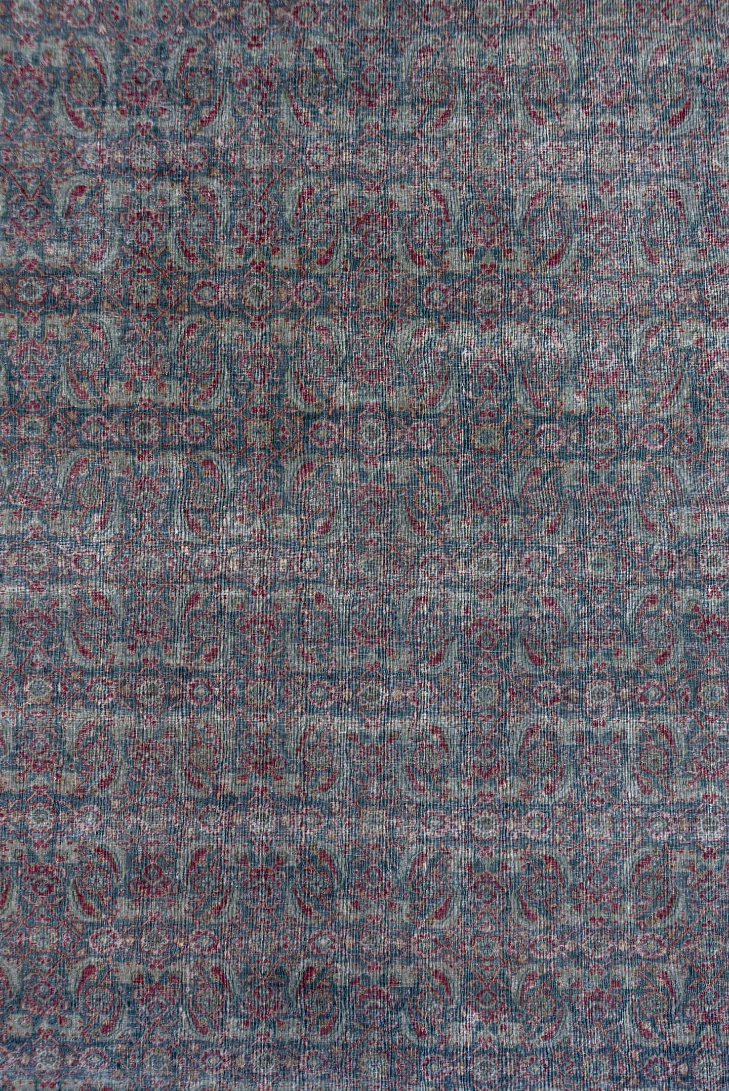 4' x 6' one-of-a-kind handmade antique Tabriz small size rug. Color palette: blue, sage, burgundy, ivory, taupe, rose