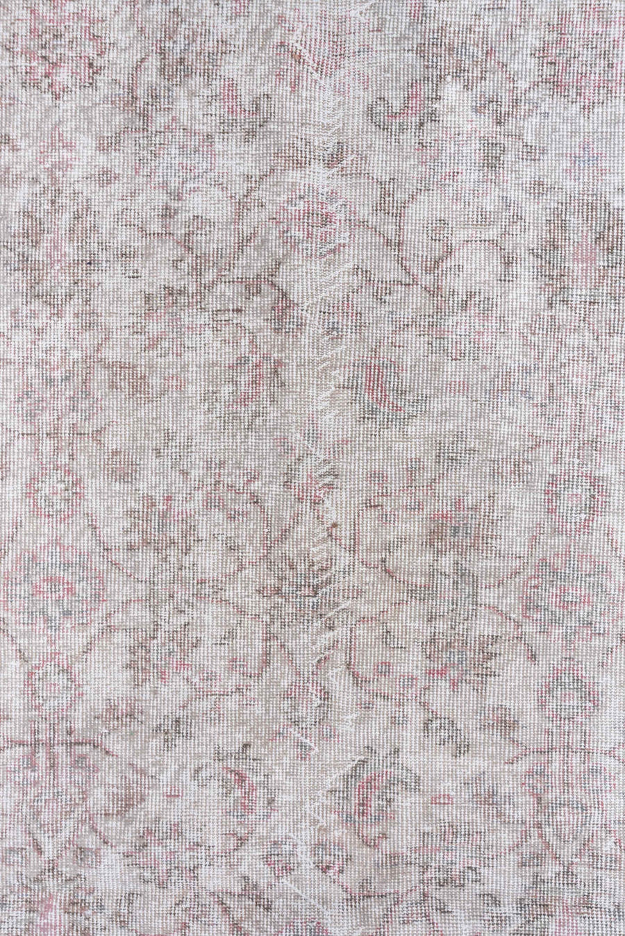 6' x 9' one-of-a-kind handmade antique Overdyed medium size rug. Color palette: ivory, blush, taupe, rose, beige, pewter