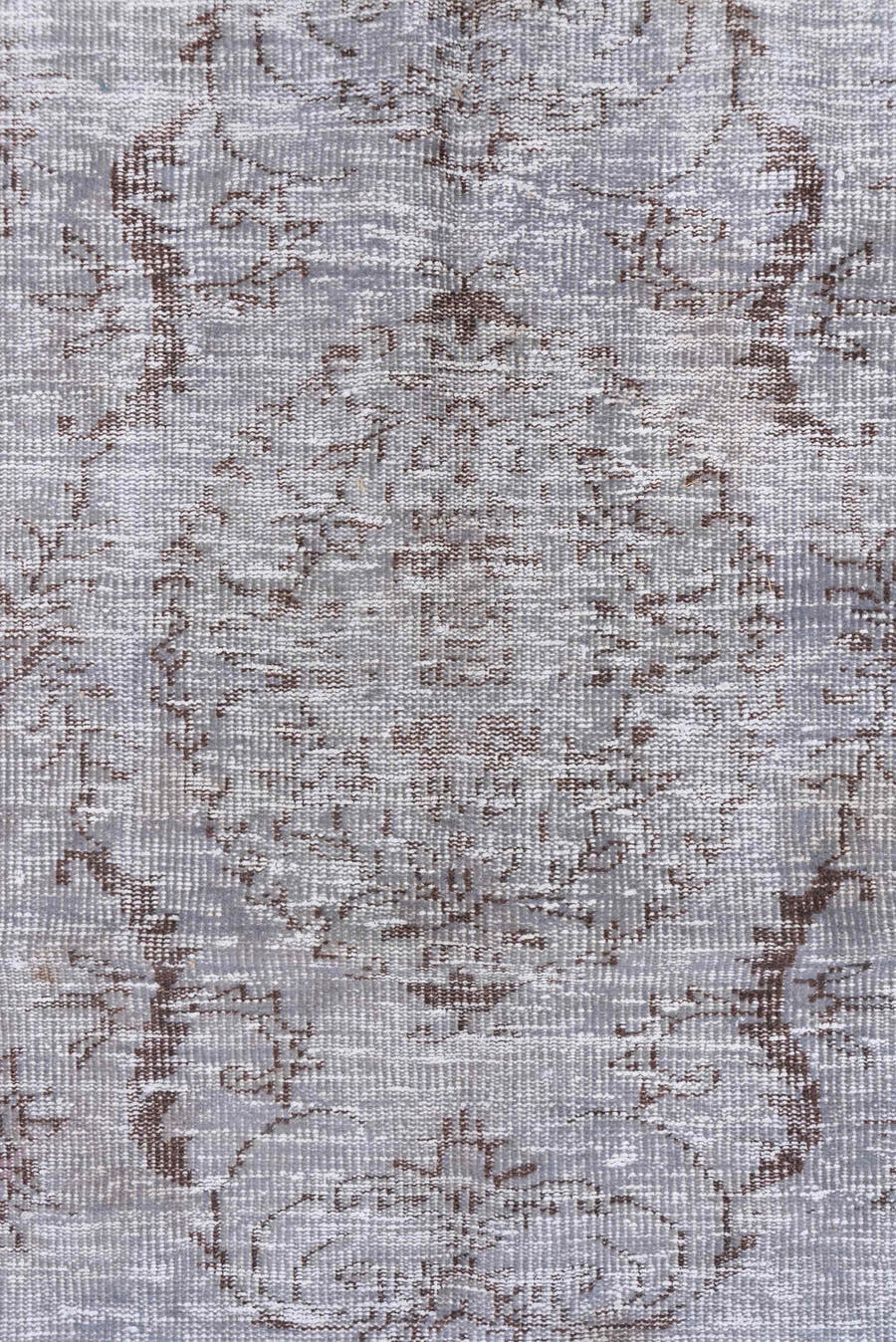 5' x 8' one-of-a-kind handmade vintage Overdyed medium size rug. Color palette: gray, taupe, dusty rose, ivory, mauve, beige