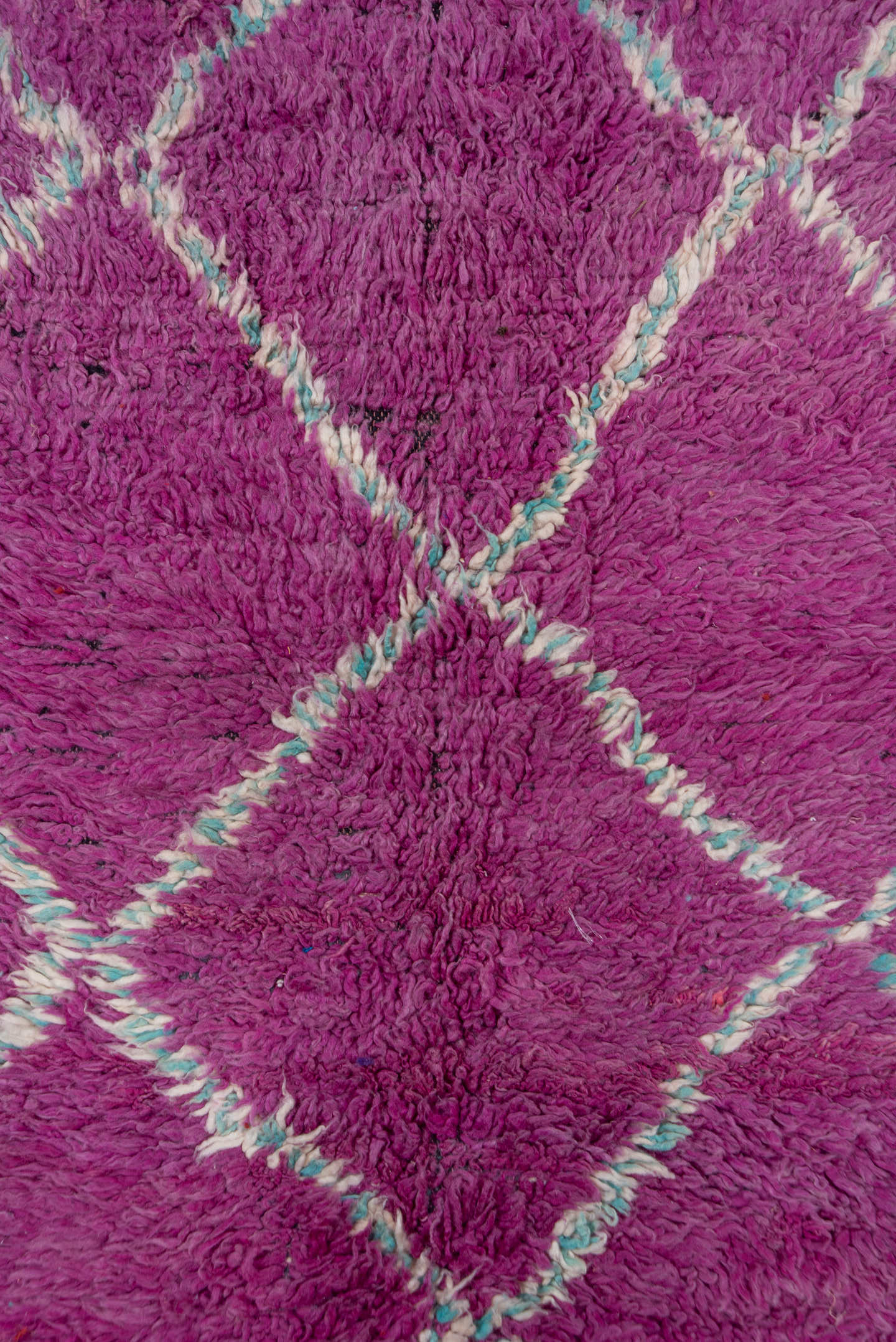 5' x 8' one-of-a-kind handmade vintage Moroccan medium size rug. Color palette: magenta, ivory, aqua, plum, rose, pink, teal