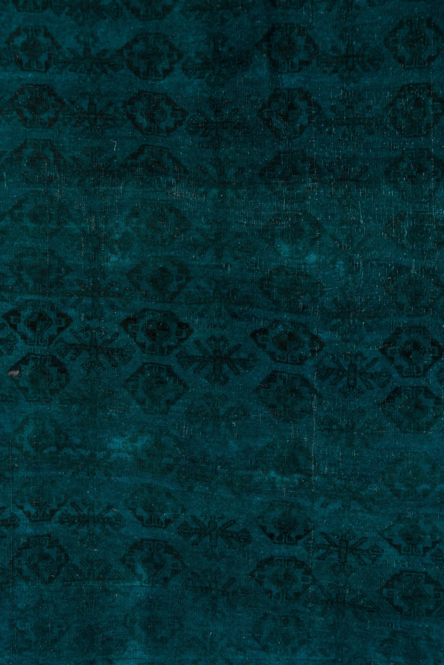 4' x 7' one-of-a-kind handmade antique Overdyed rug. Color palette: teal, peacock, charcoal, gray, black