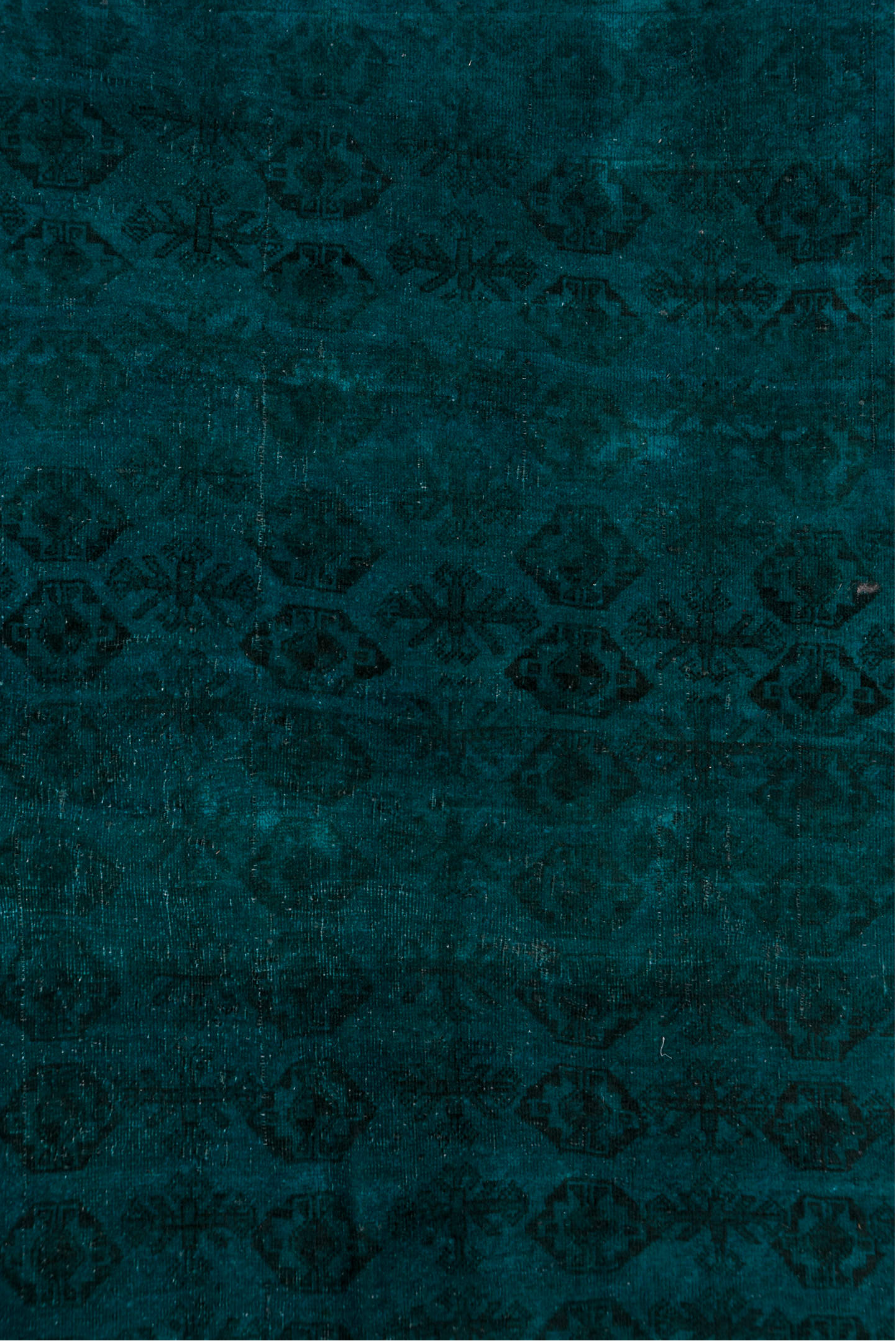 4' x 7' one-of-a-kind handmade antique Overdyed rug. Color palette: teal, peacock, charcoal, gray, black