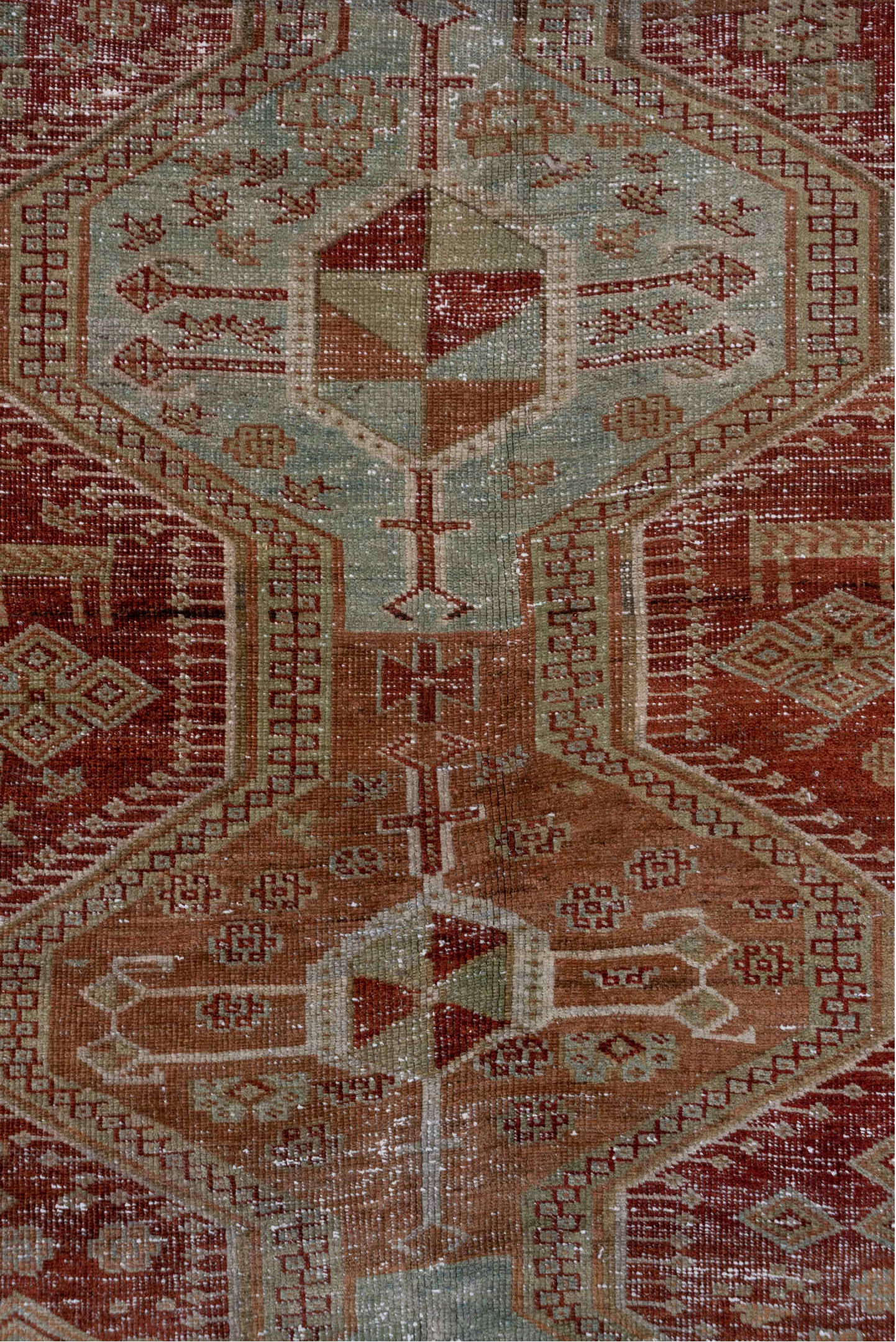 4' x 8' one-of-a-kind handmade vintage Trans Caucasian rug. Color palette: brown, dim gray, gray, light gray, off-white
